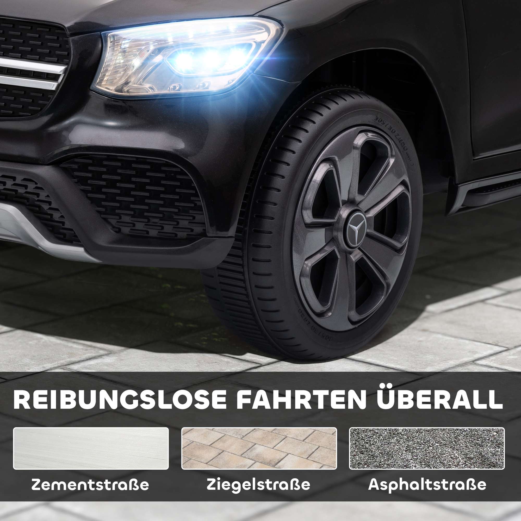 12V elektrisk åkbil för barn, fjärrkontroll, LED, musik, svart