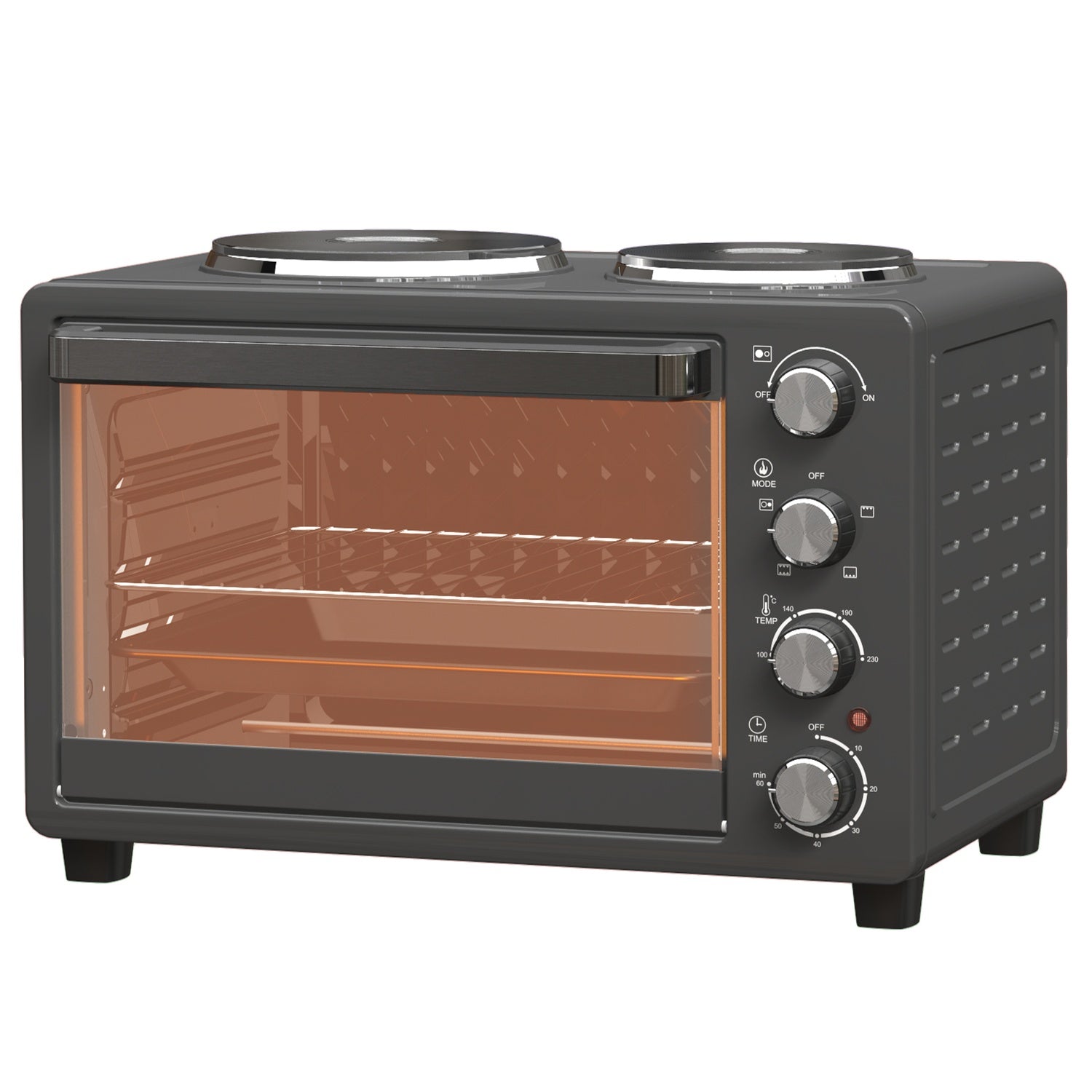 28L miniugn, 2600W, 60-min timer, dubbla värmeplattor