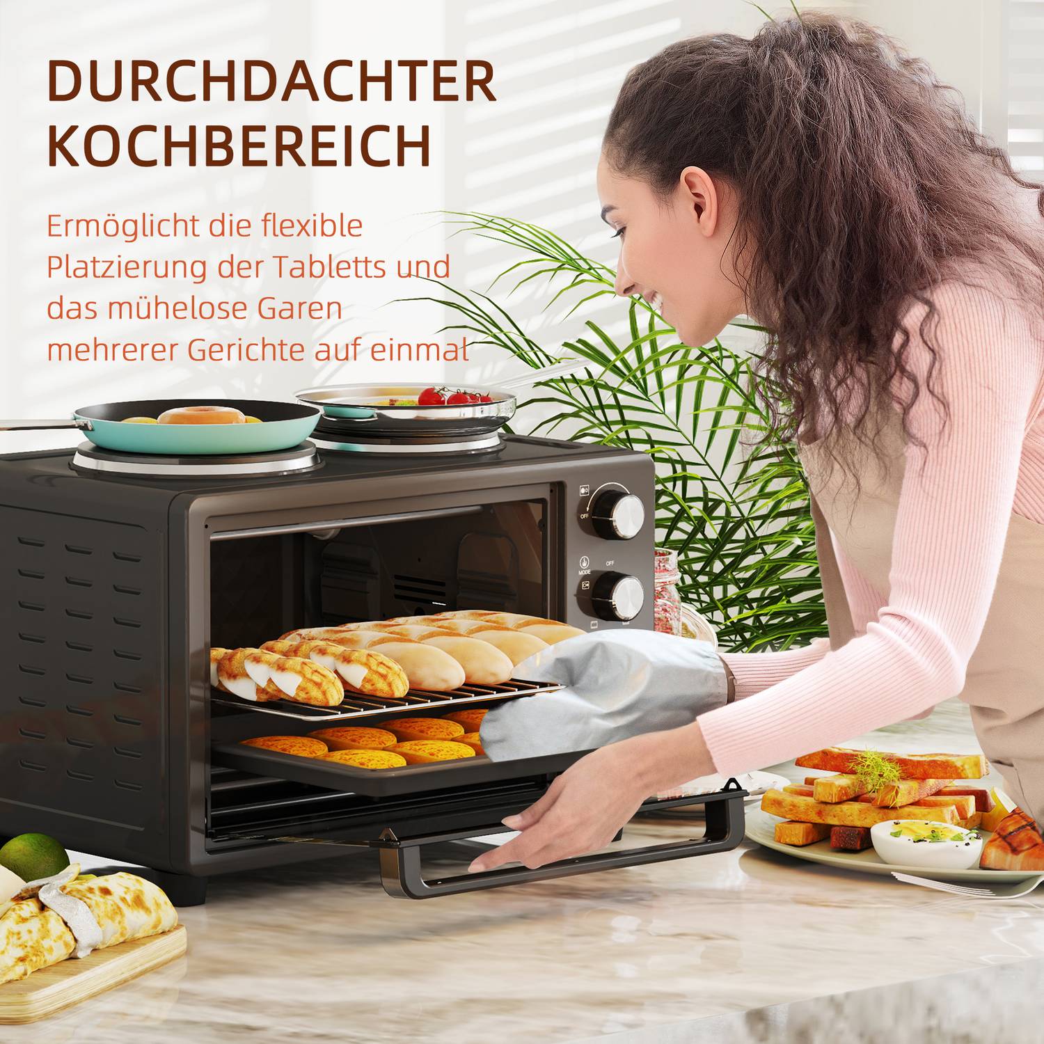 28L miniugn, 2600W, 60-min timer, dubbla värmeplattor
