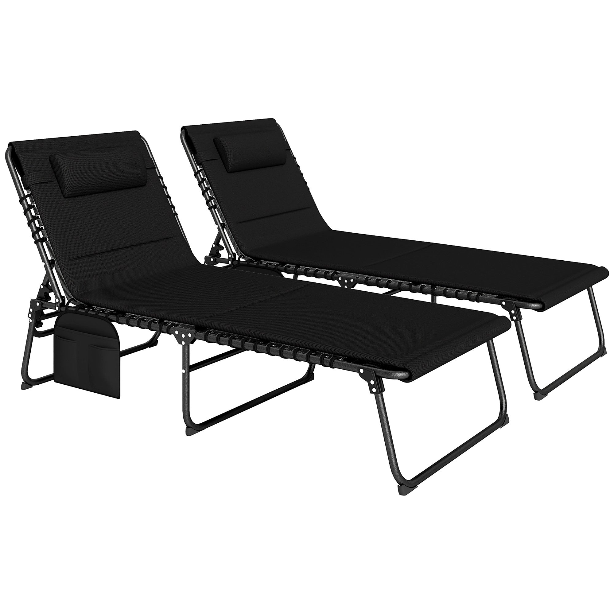 2-delat set med solsängar för utomhusbruk, justerbart, stålram
