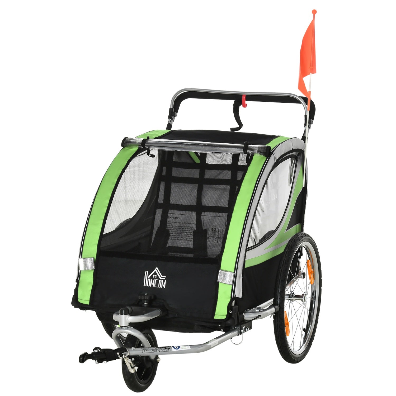 2-i-1 barncykelvagn, 360° roterande, passar 2 barn