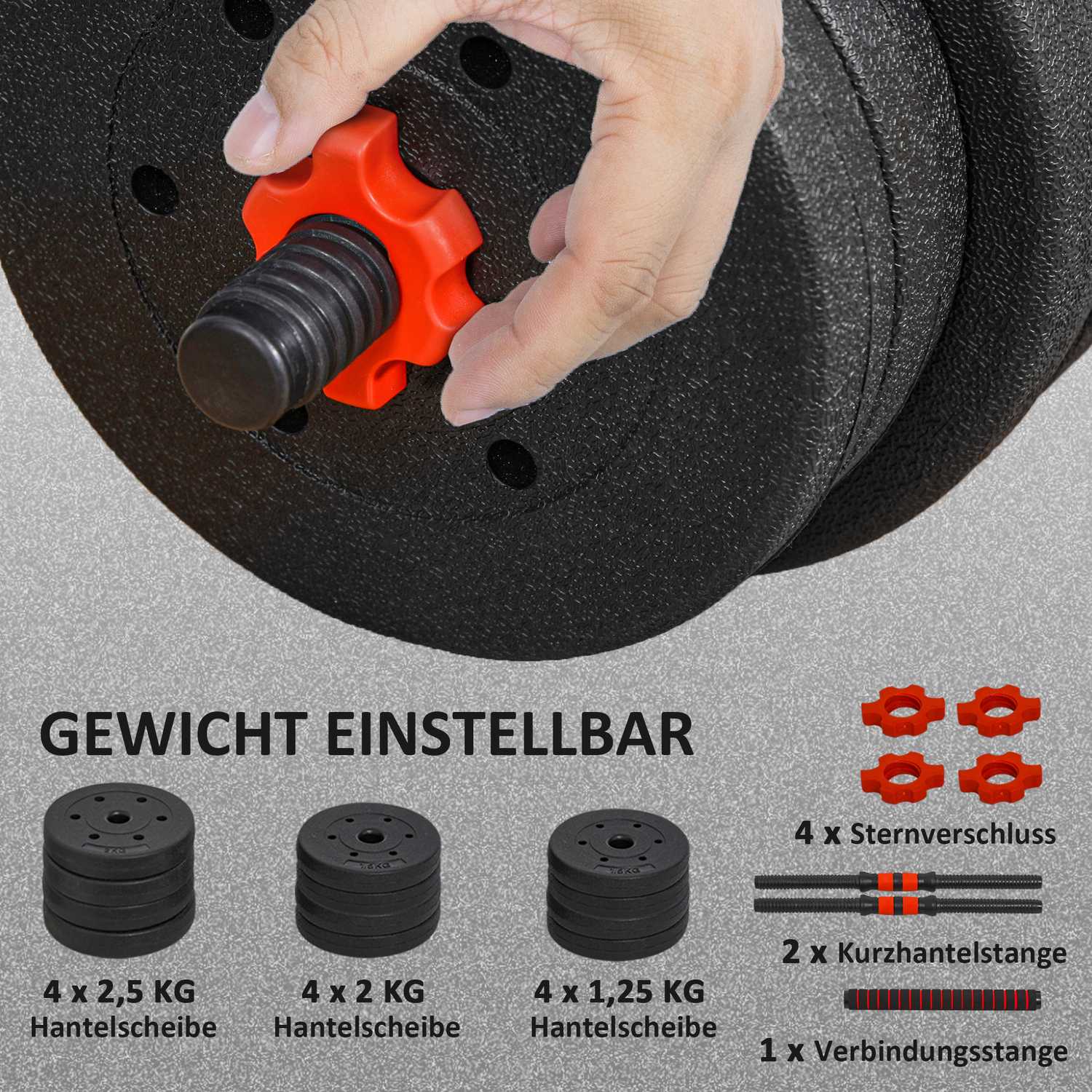 2 i 1 hantelset 20 kg justerbar hantel & skivstång professionell styrketräning för hantel svart
