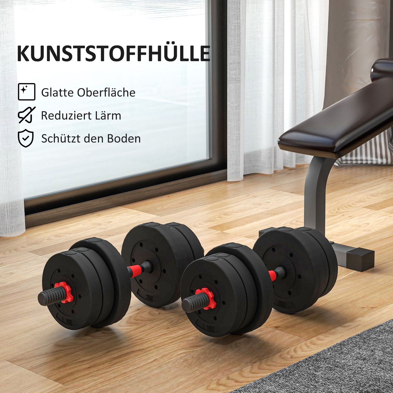 2 i 1 hantelset 20 kg justerbar hantel & skivstång professionell styrketräning för hantel svart