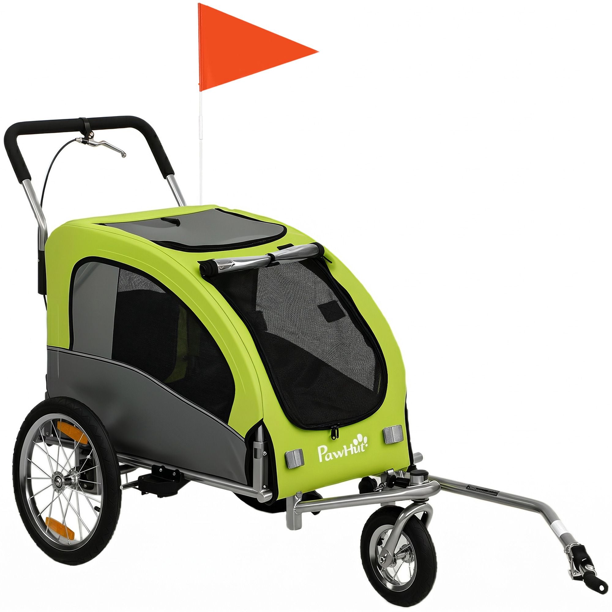 2-i-1 hundcykelvagn, hopfällbar, 20 kg – Grön