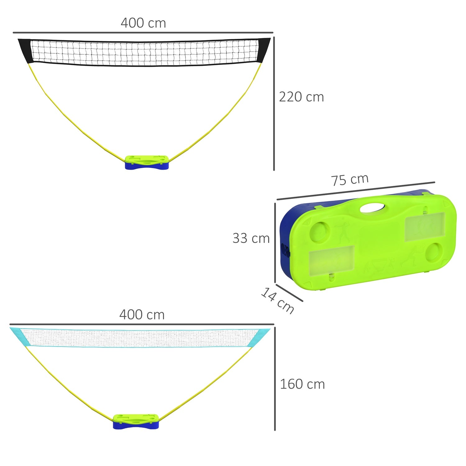 2-i-1 justerbart badminton- och volleybollnätset med stativ