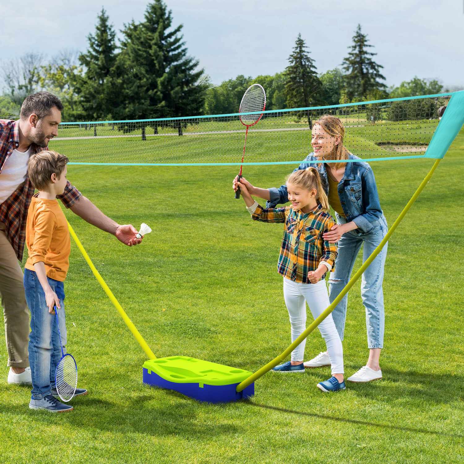 2-i-1 justerbart badminton- och volleybollnätset med stativ
