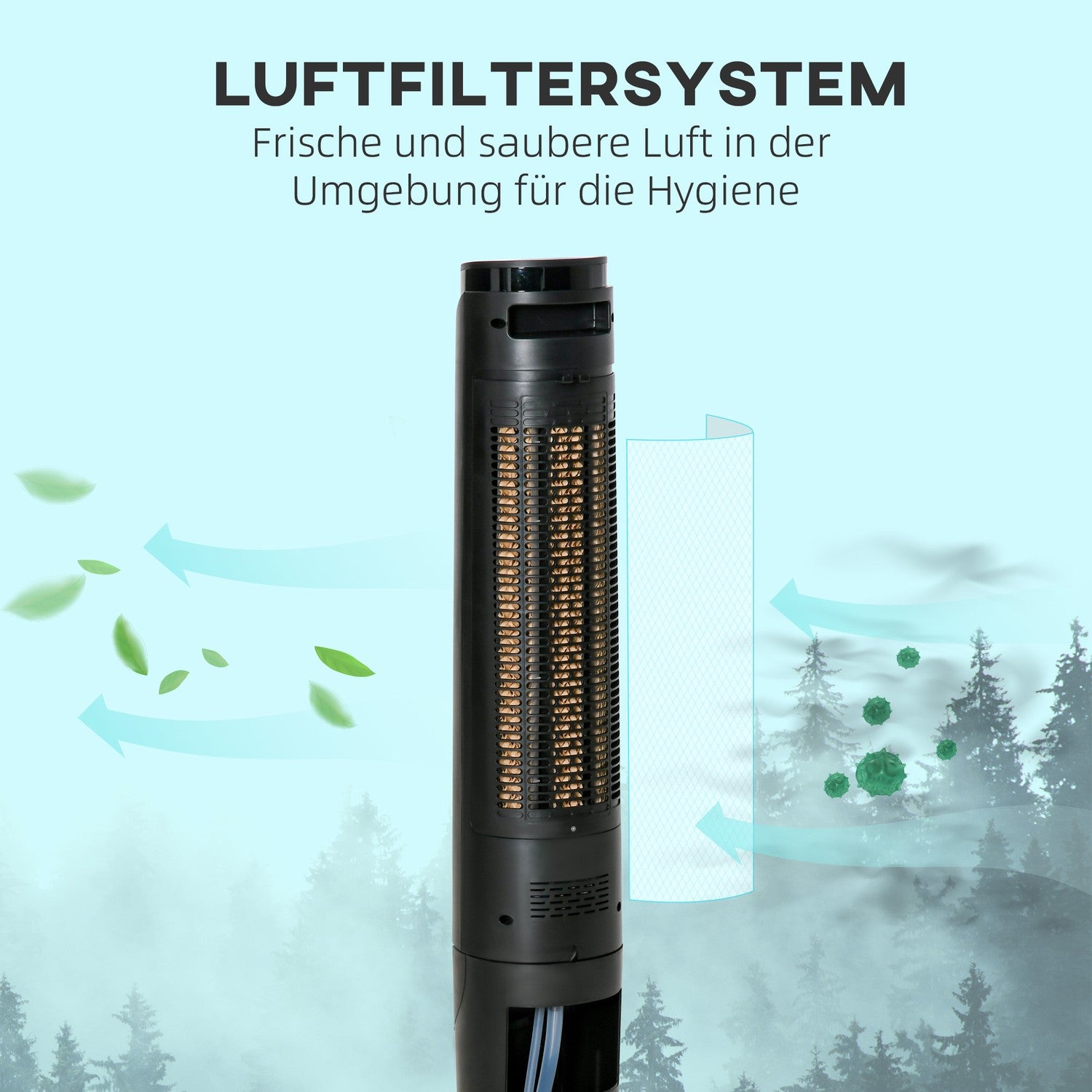 2-i-1 tornfläkt och luftkylare, 4 lägen, fjärrkontroll