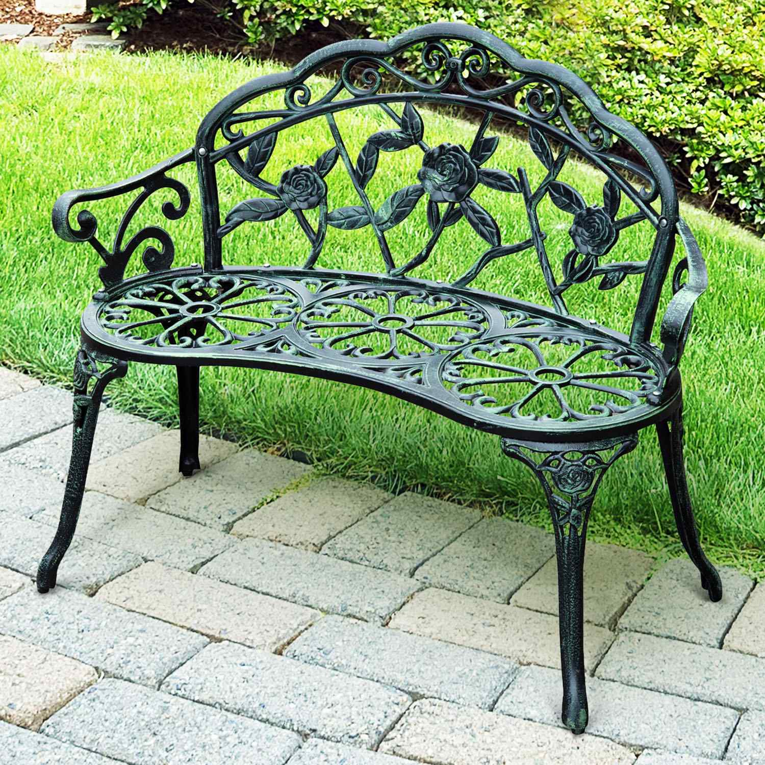 2-sits metall trädgårdsbänk – 100 x 54 x 78 cm