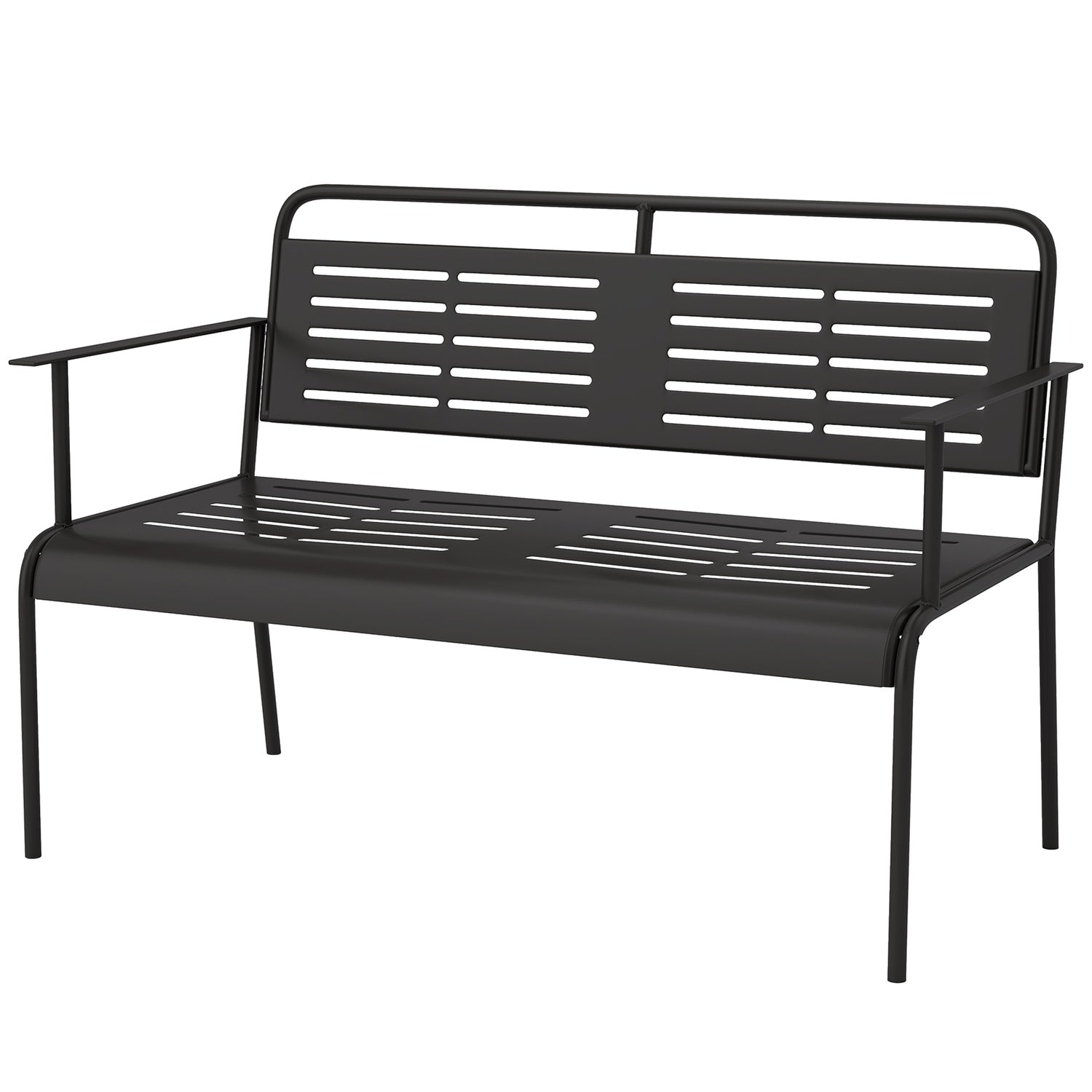2-sits svart trädgårdsbänk, vattenavvisande, 240 kg kapacitet