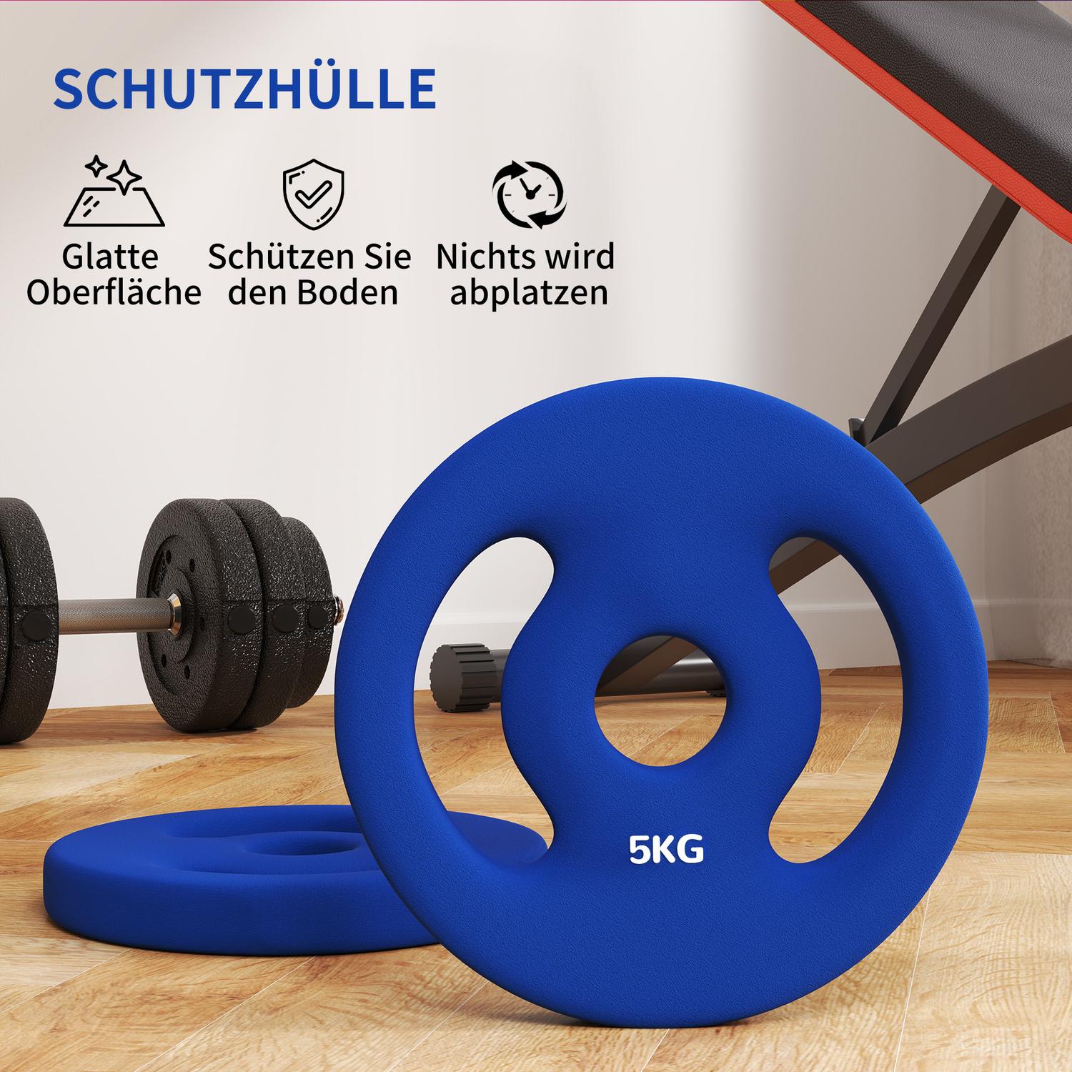 2 x 5 kg Blå Hantel Viktskivor, 30 mm Borrning