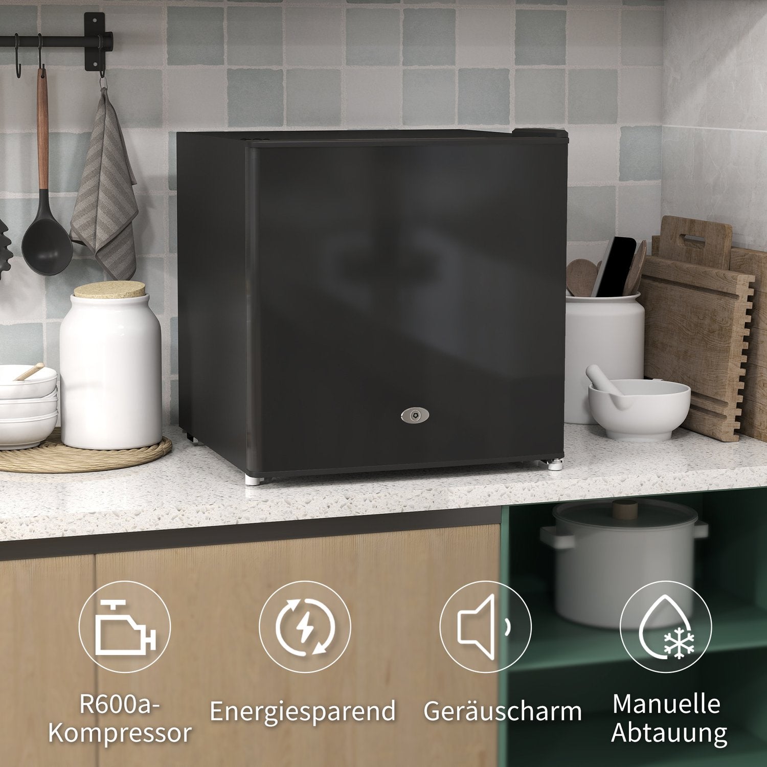 35L minifrys, elektrisk, svart, justerbar termostat