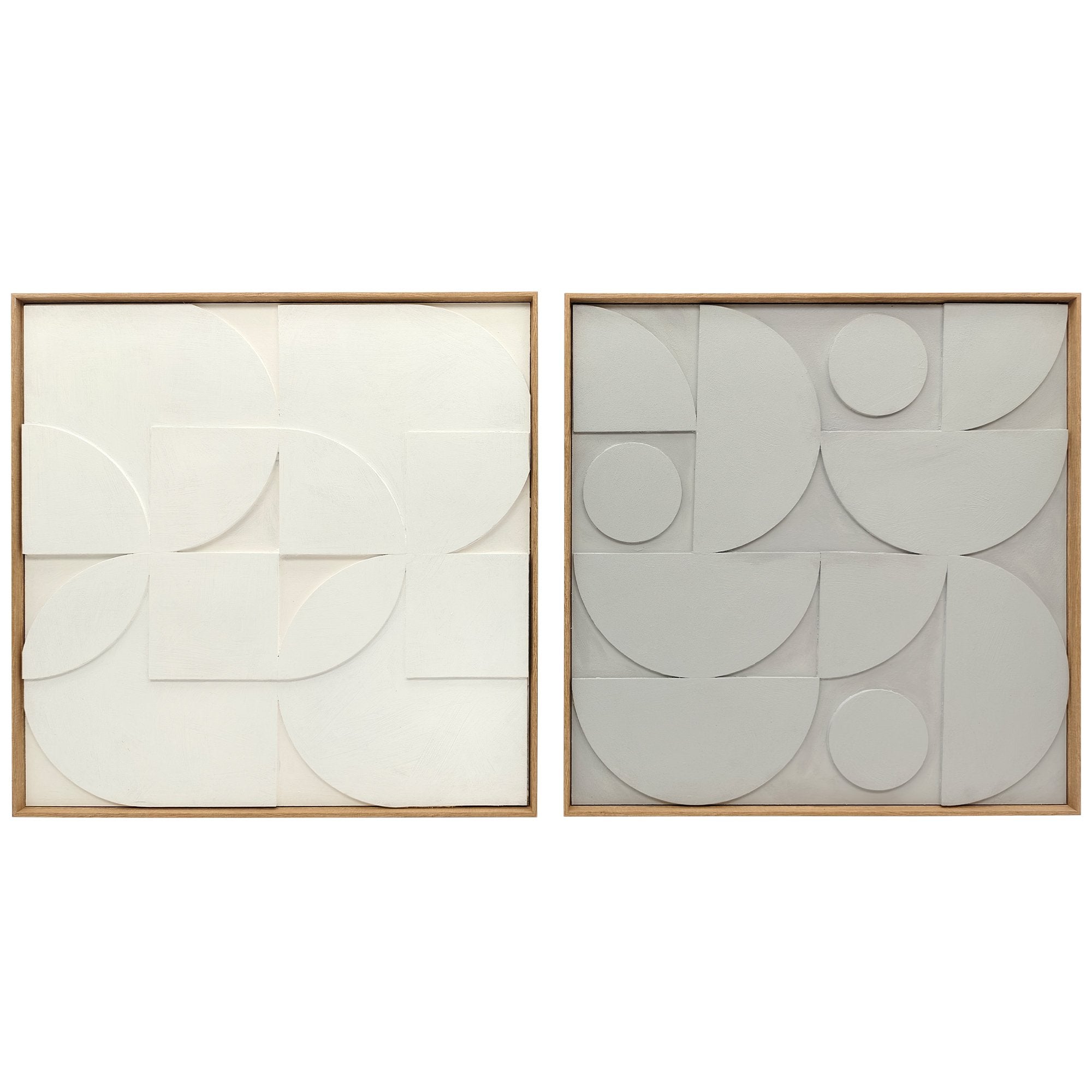 3D Geometrisk Väggkonst Set, 2 Delar, 80x80 cm, Vit