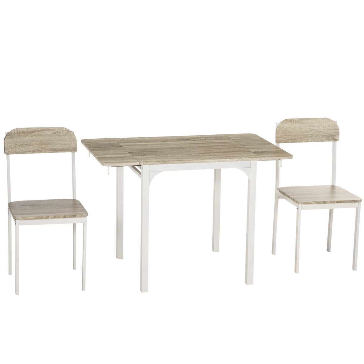 3-teiliges Esszimmerset mit klappbarem Tisch und Stühlen, Stahl MDF