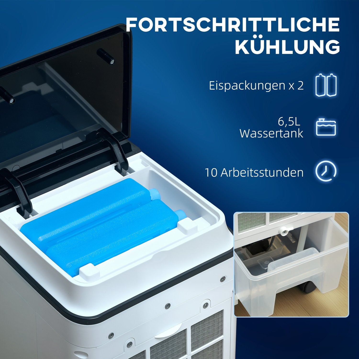 3-i-1 bärbar luftkonditionering med luftfuktare, 4L, fjärrkontroll