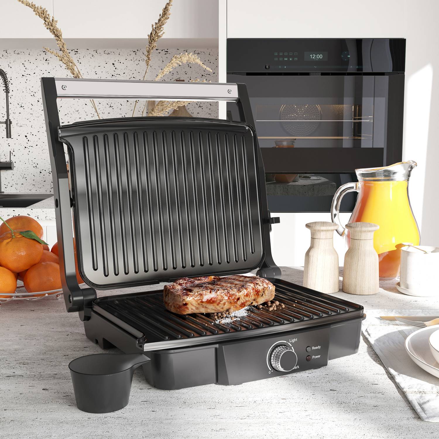 3-i-1 non-stick kontaktgrill, 2000W, med justerbar termostat