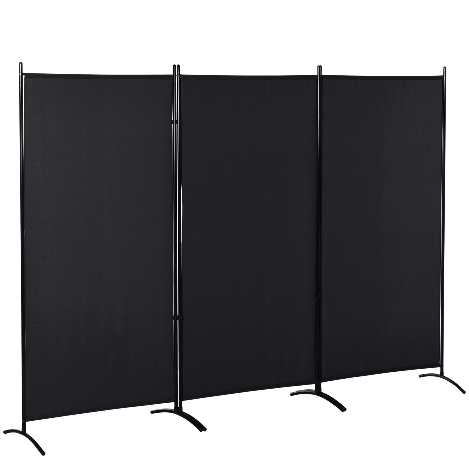 3-panels rumsavdelare, svart metallram, sekretessskärm