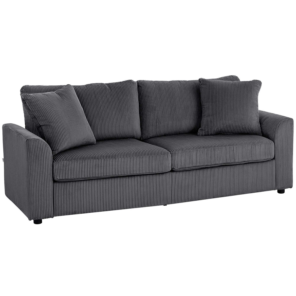 3-sits soffa i sladd med kuddar, 212 cm, mörkgrå
