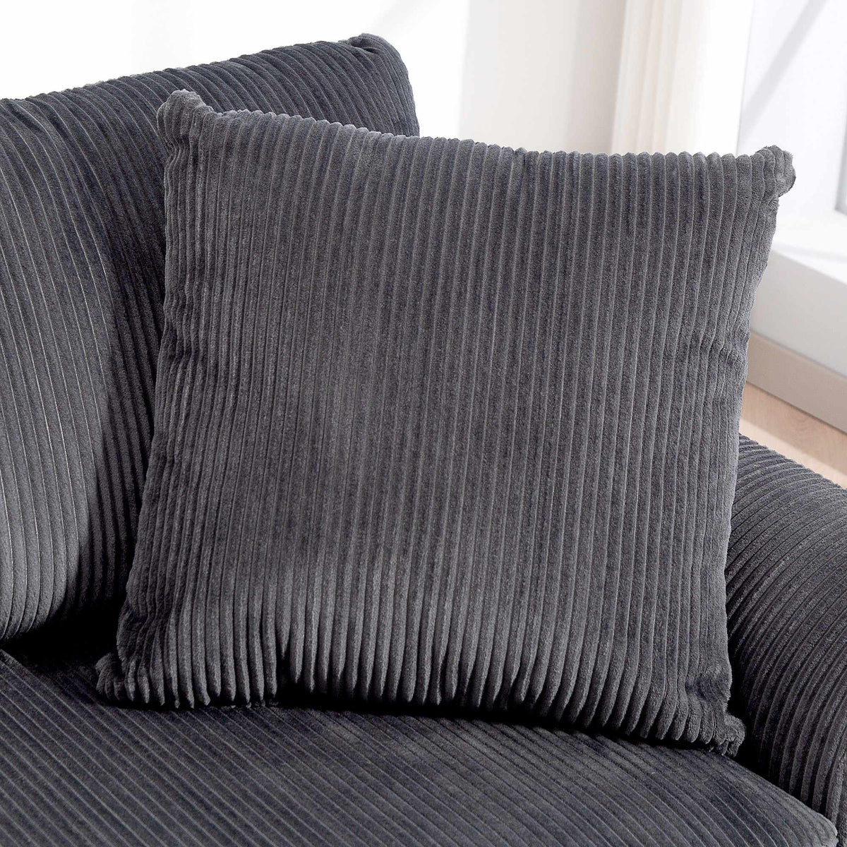3-sits soffa i sladd med kuddar, 212 cm, mörkgrå