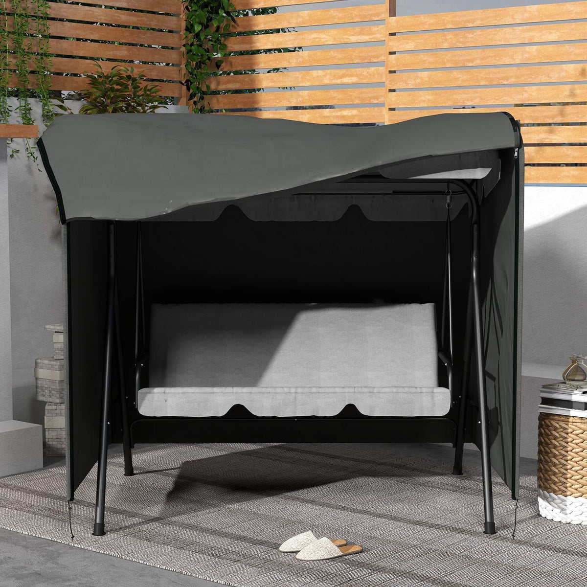 Telo per dondolo da giardino 3 posti, tessuto 420D resistente all'inverno e ai UV