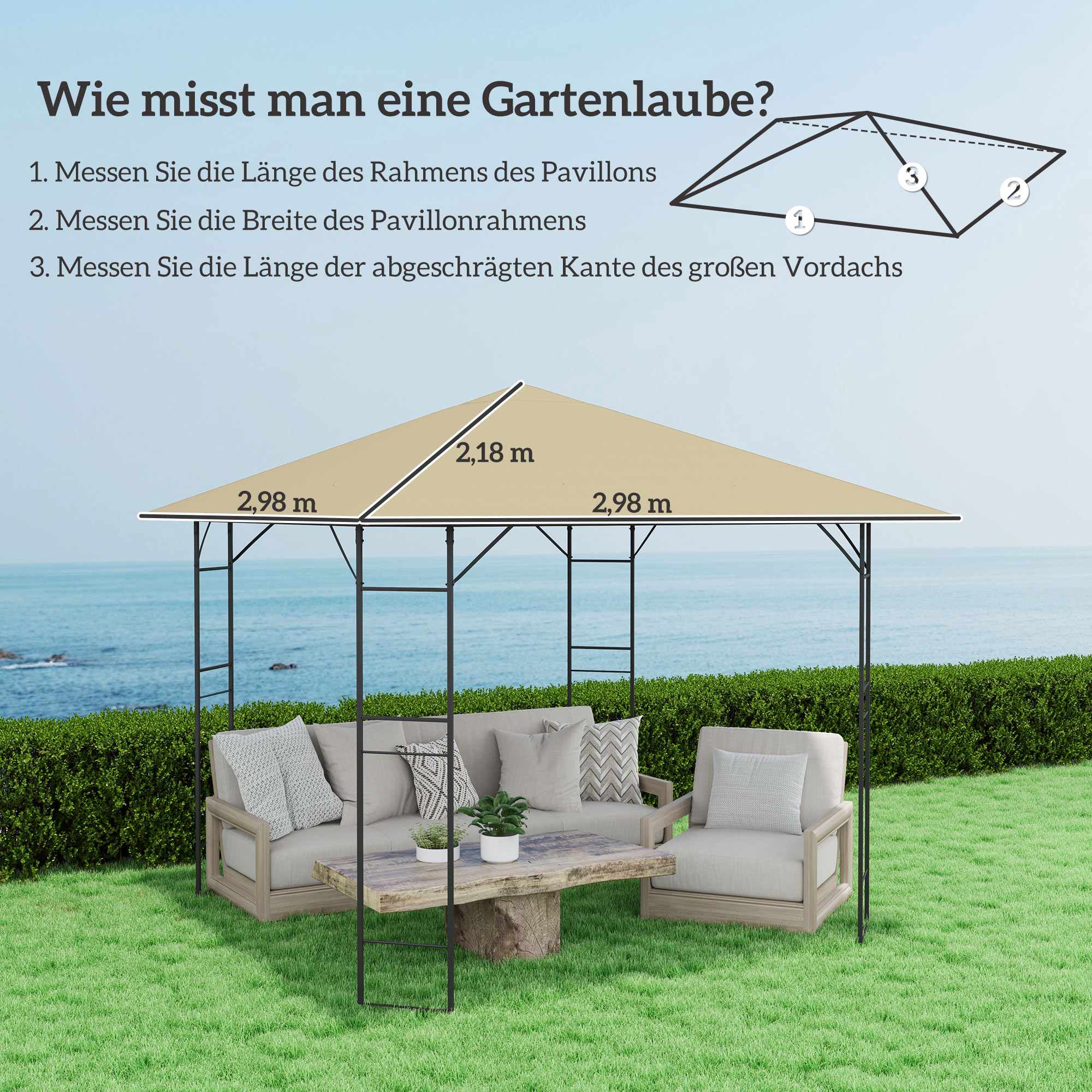 3x3m paviljongens reservtak, vattentåligt, UPF30+