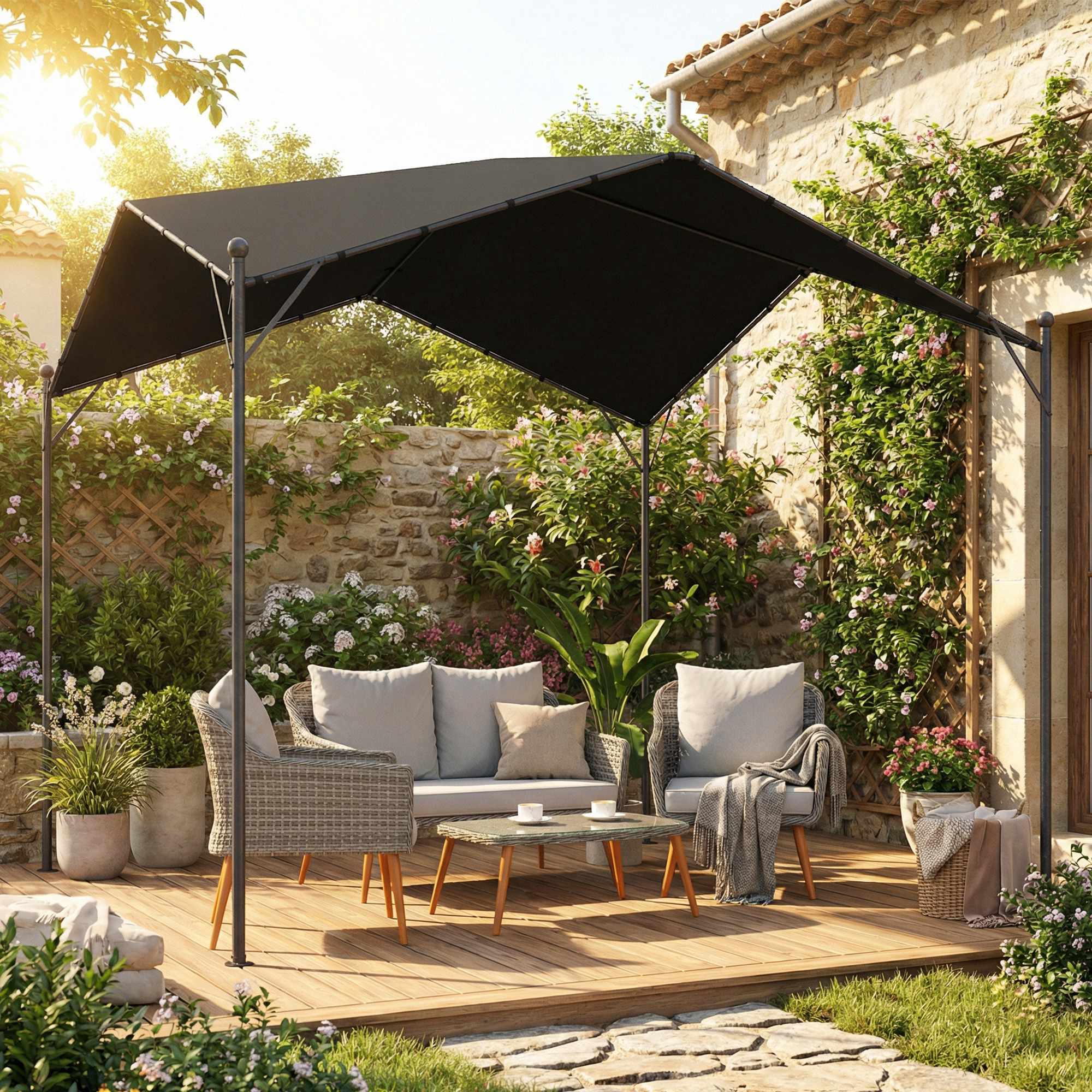 3x3 m pergola med metallram och UPF30+ tak