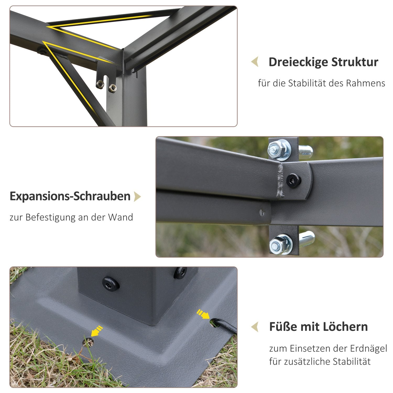 3x3m väderbeständig pergola Lusthus med tygtak