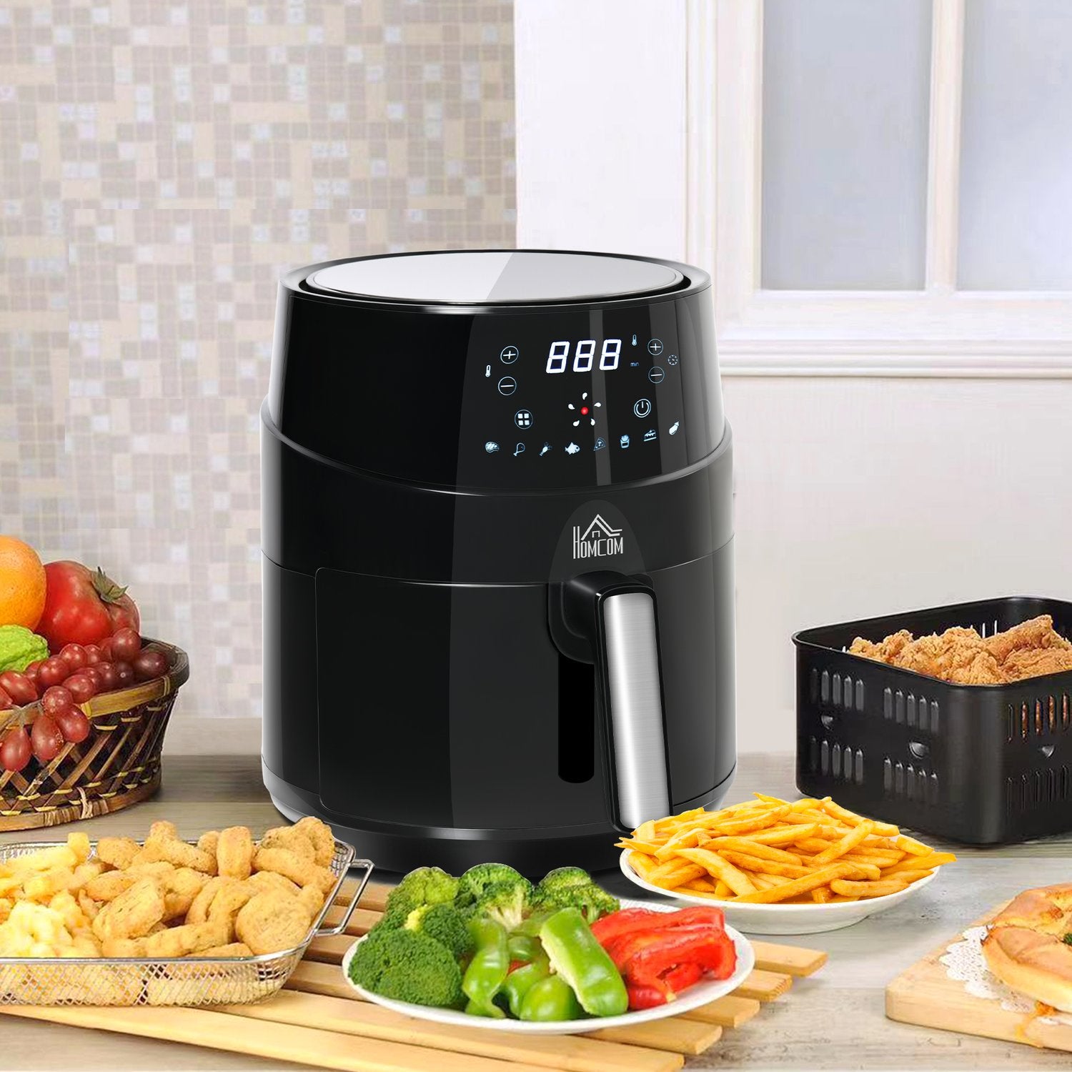 4,5L varmluftsfritös, 1500W, 8 förinställningar, non-stick korg