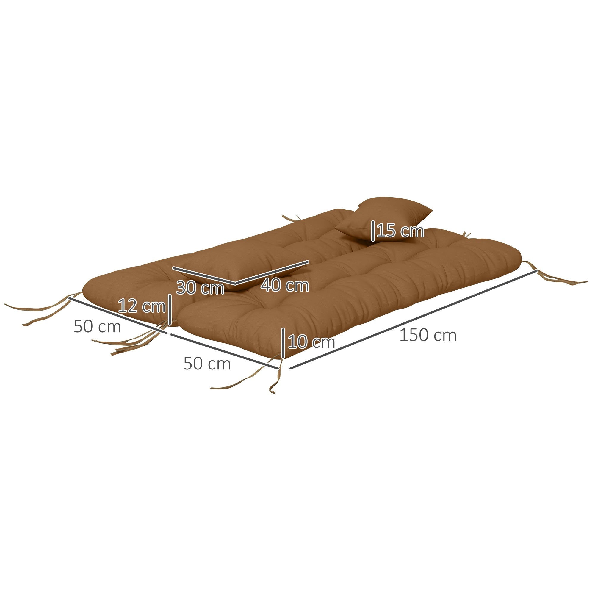 4-delat vattentätt sittdynset, 150x50 cm, brun
