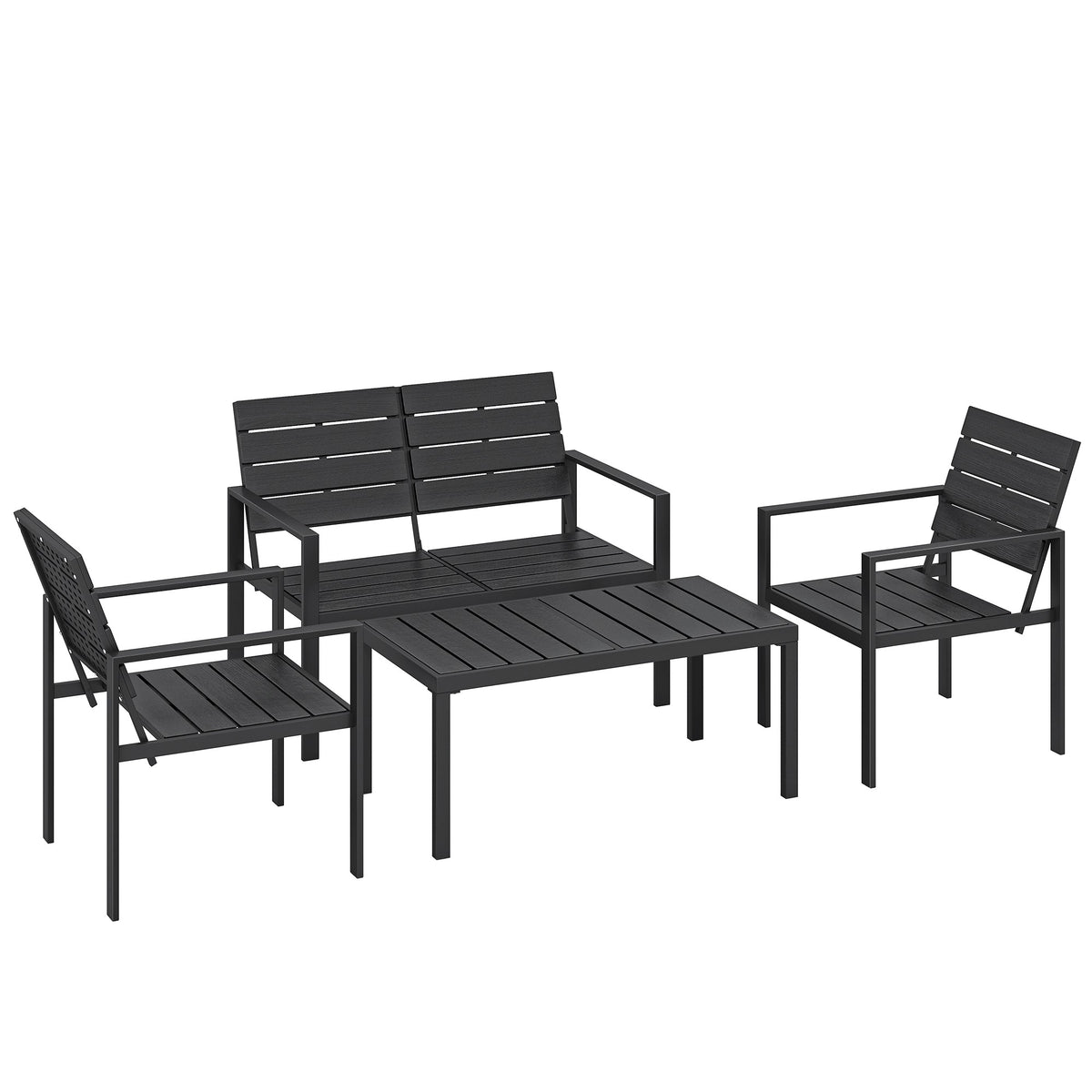 4-delat väderbeständigt HDPE-utemöblerset