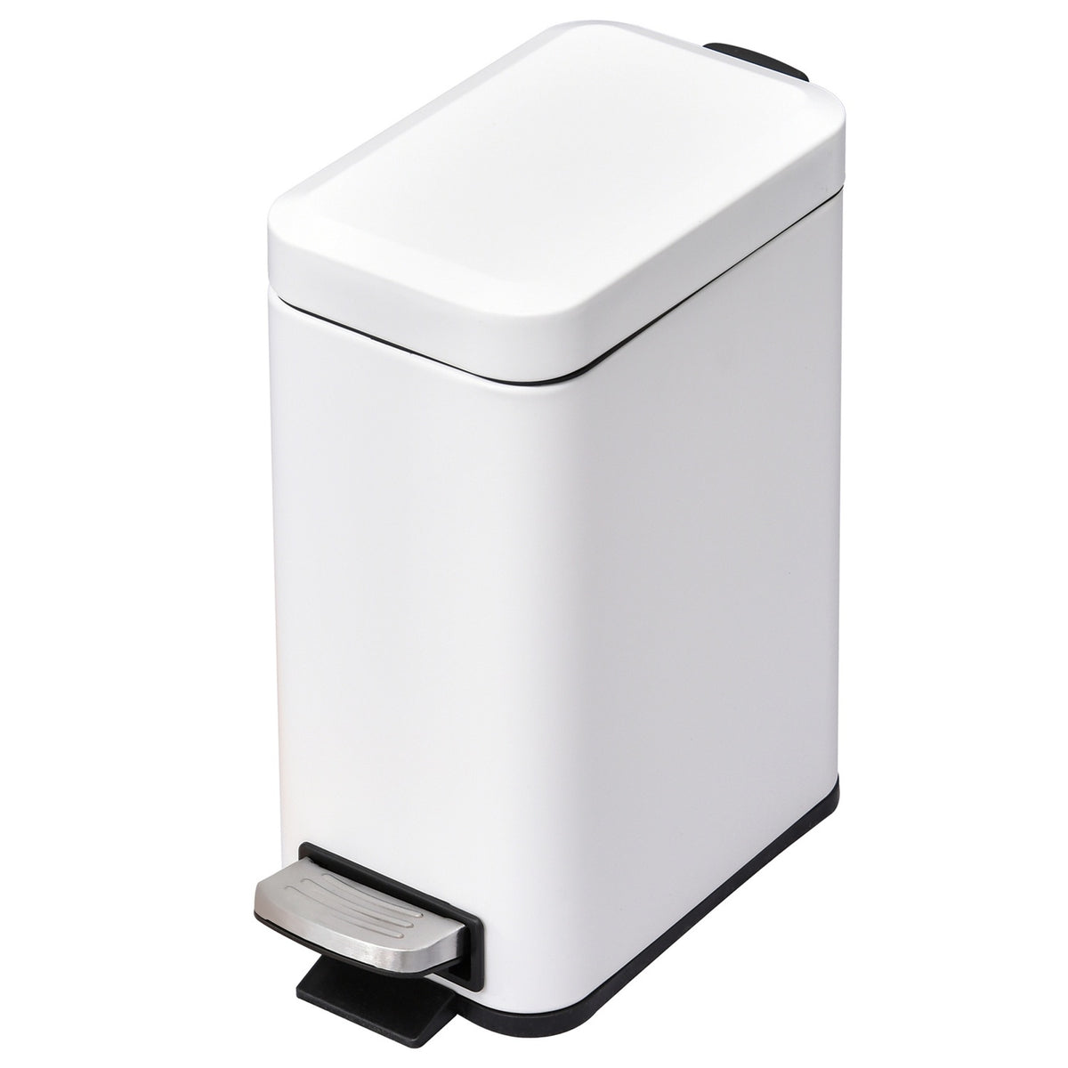 Pattumiera a pedale in metallo bianco 5L con secchio interno per ufficio