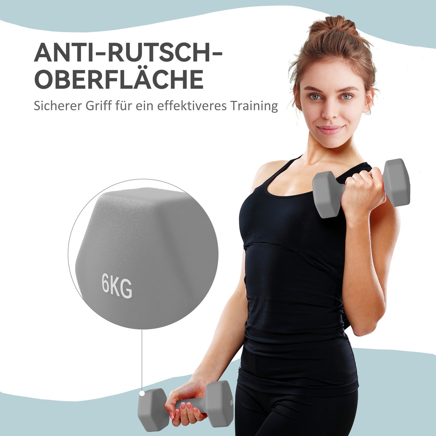 6 kg hex hantelset, halkfritt grepp, hemmagym