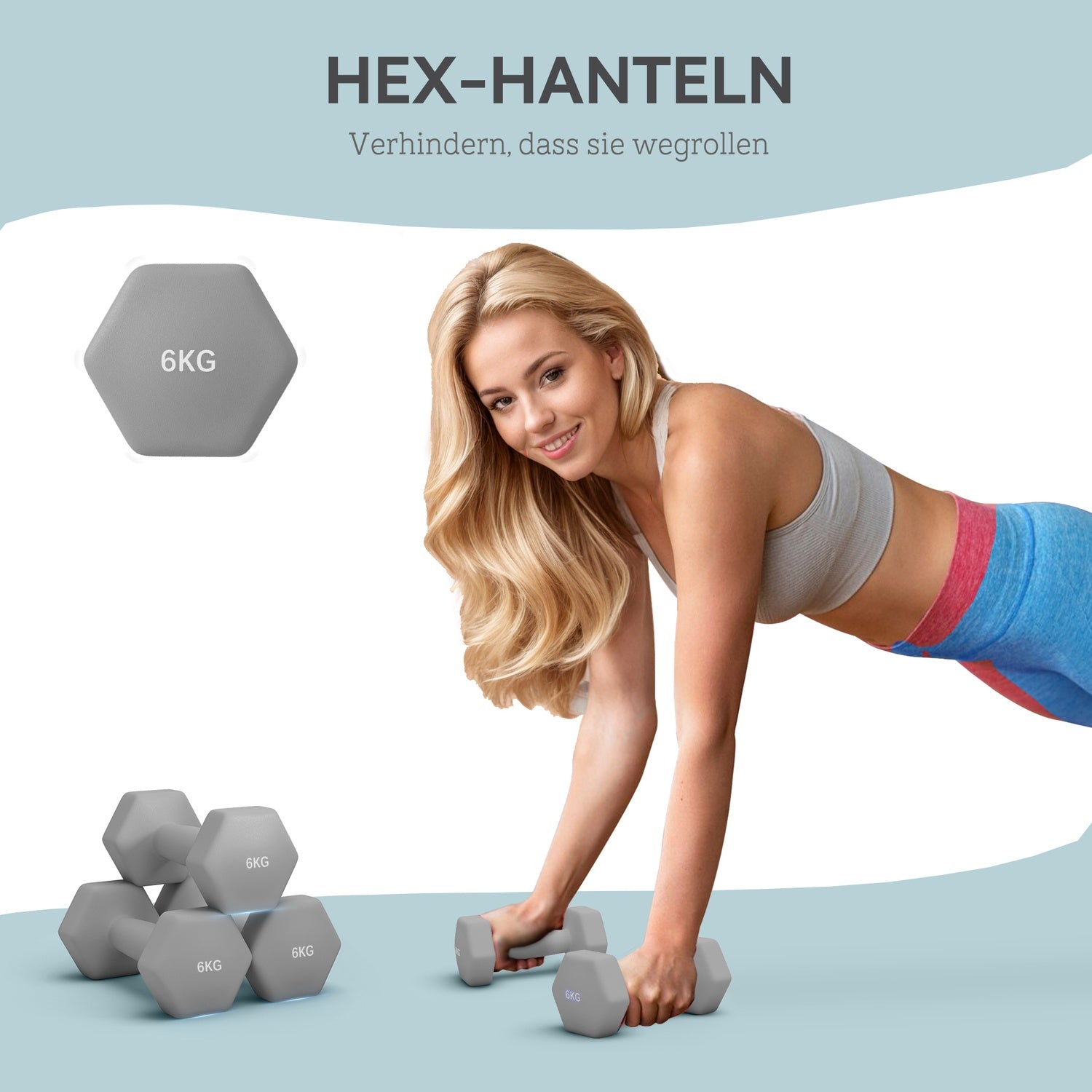 6 kg hex hantelset, halkfritt grepp, hemmagym