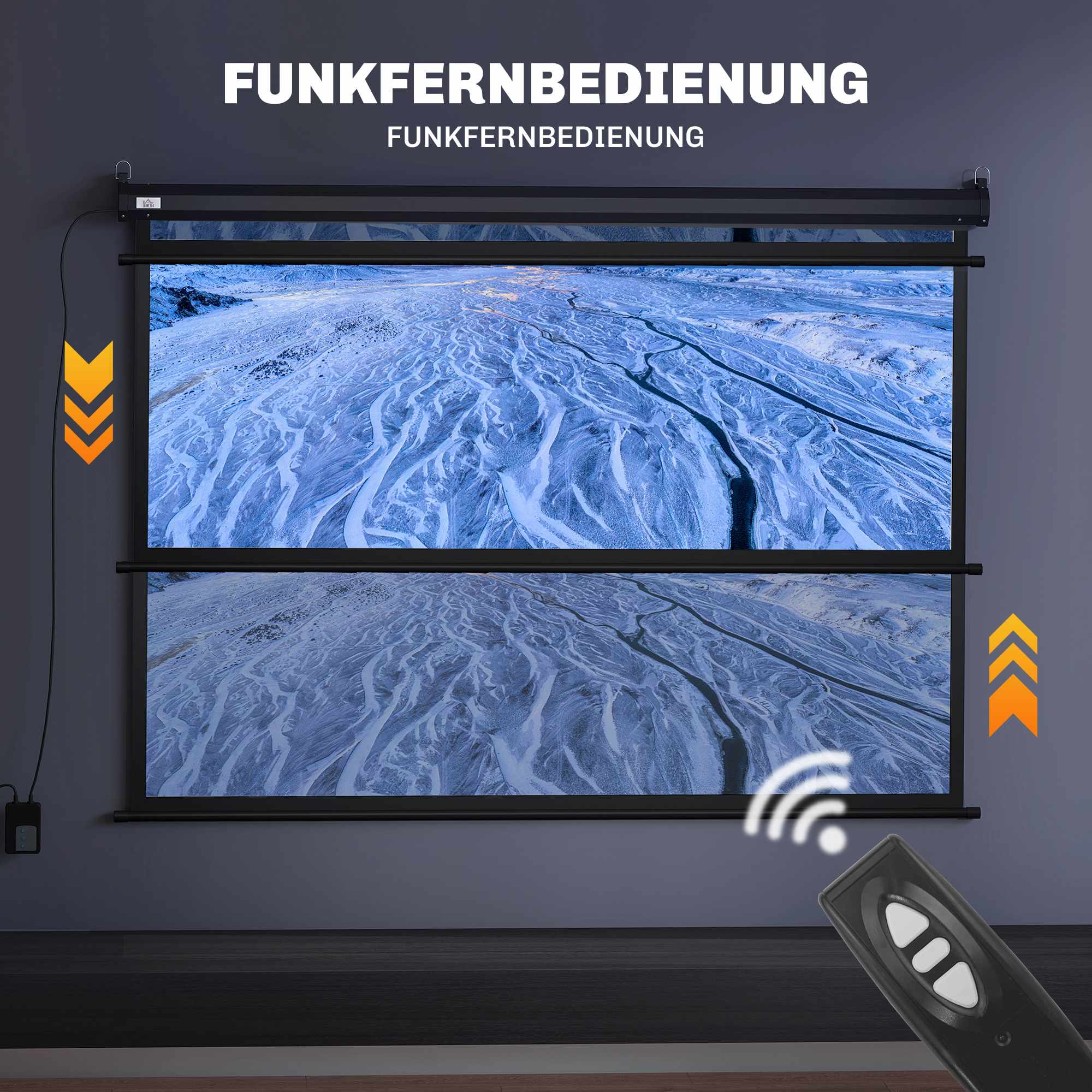 84" motoriserad projektorduk, 4:3, svart, 171x130 cm