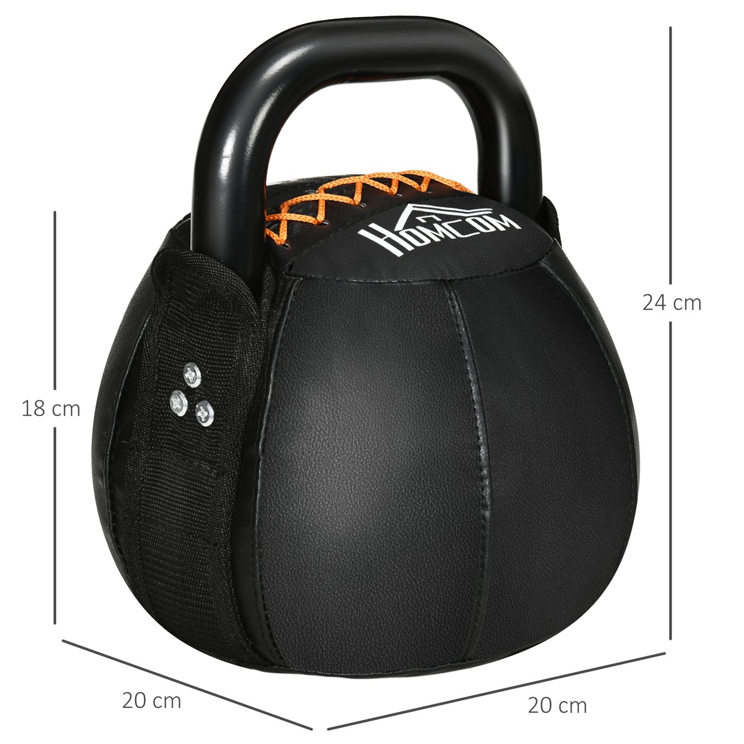 8 Kg Kettlebell, stålhandtag, golvvänlig, svart