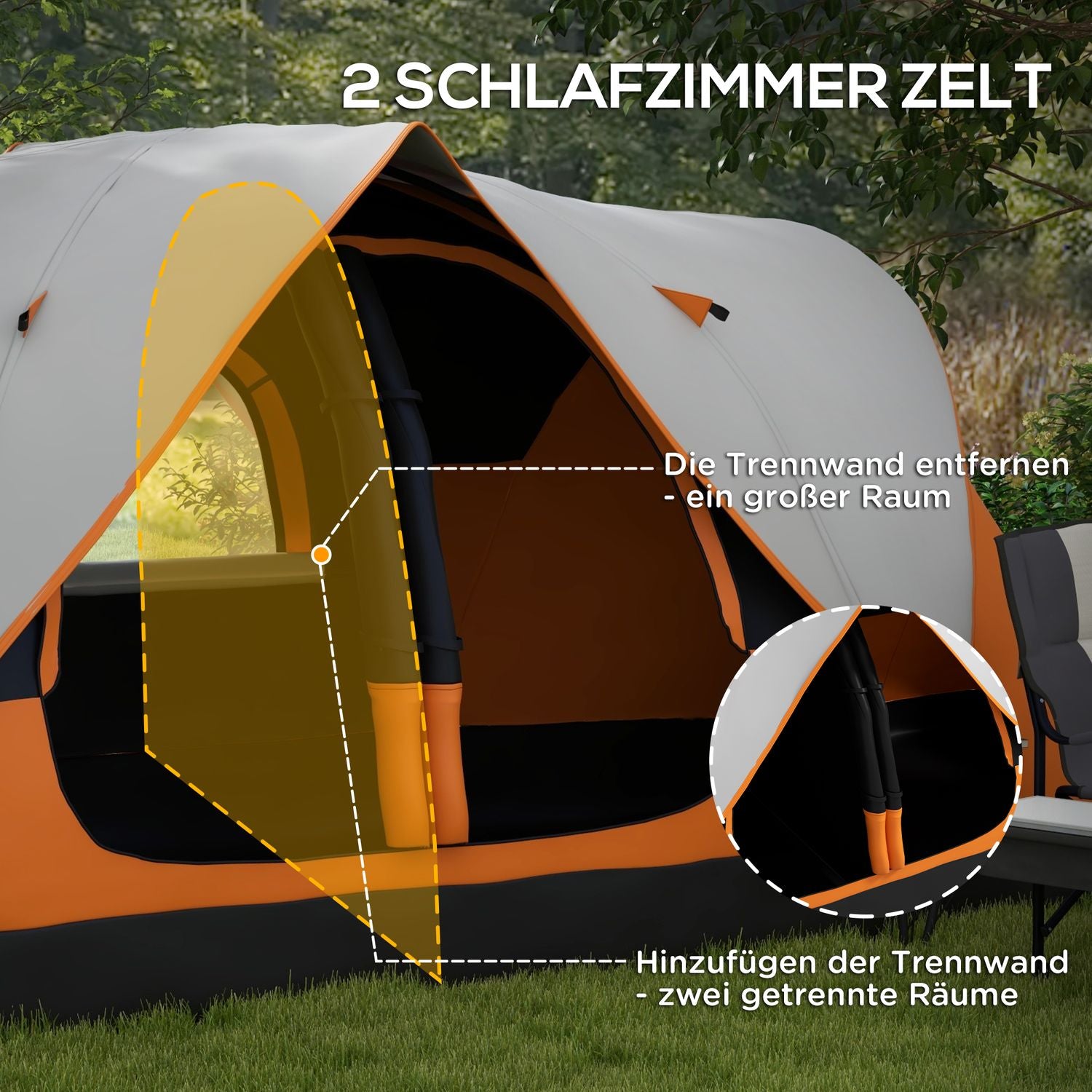 8-personers tunnelcampingtält, vindtätt, vattenavvisande