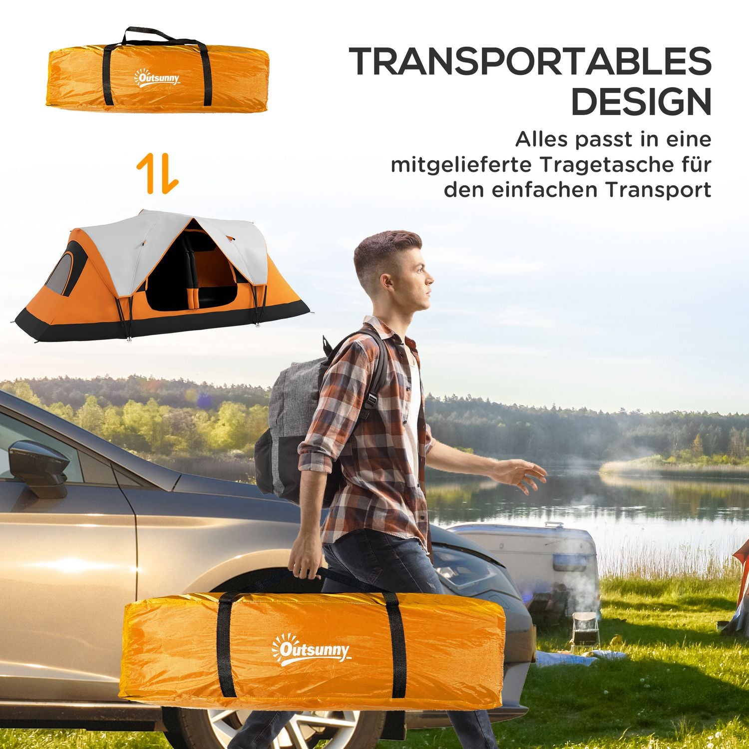 8-personers tunnelcampingtält, vindtätt, vattenavvisande