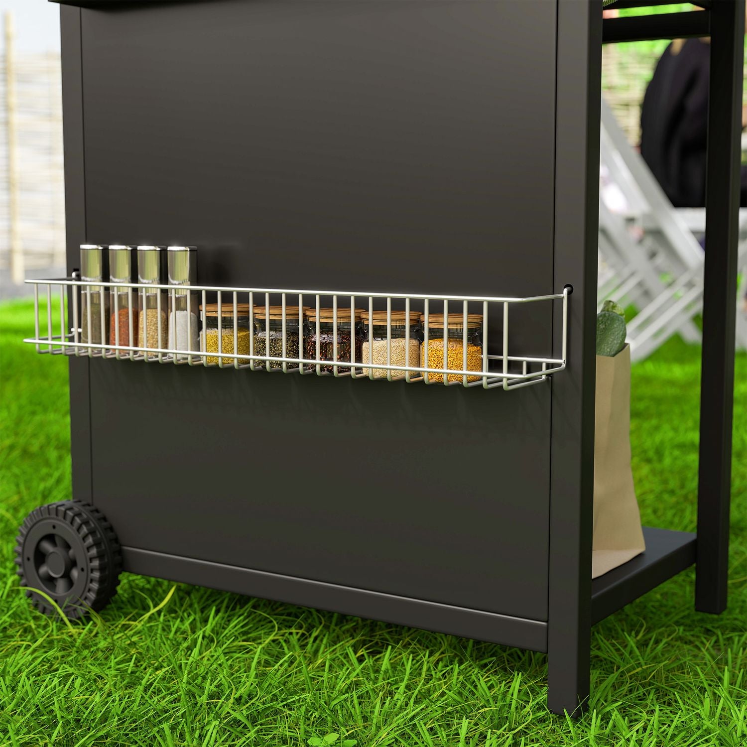 9,5 KW gasolgrillvagn med 4 brännare och sidospis