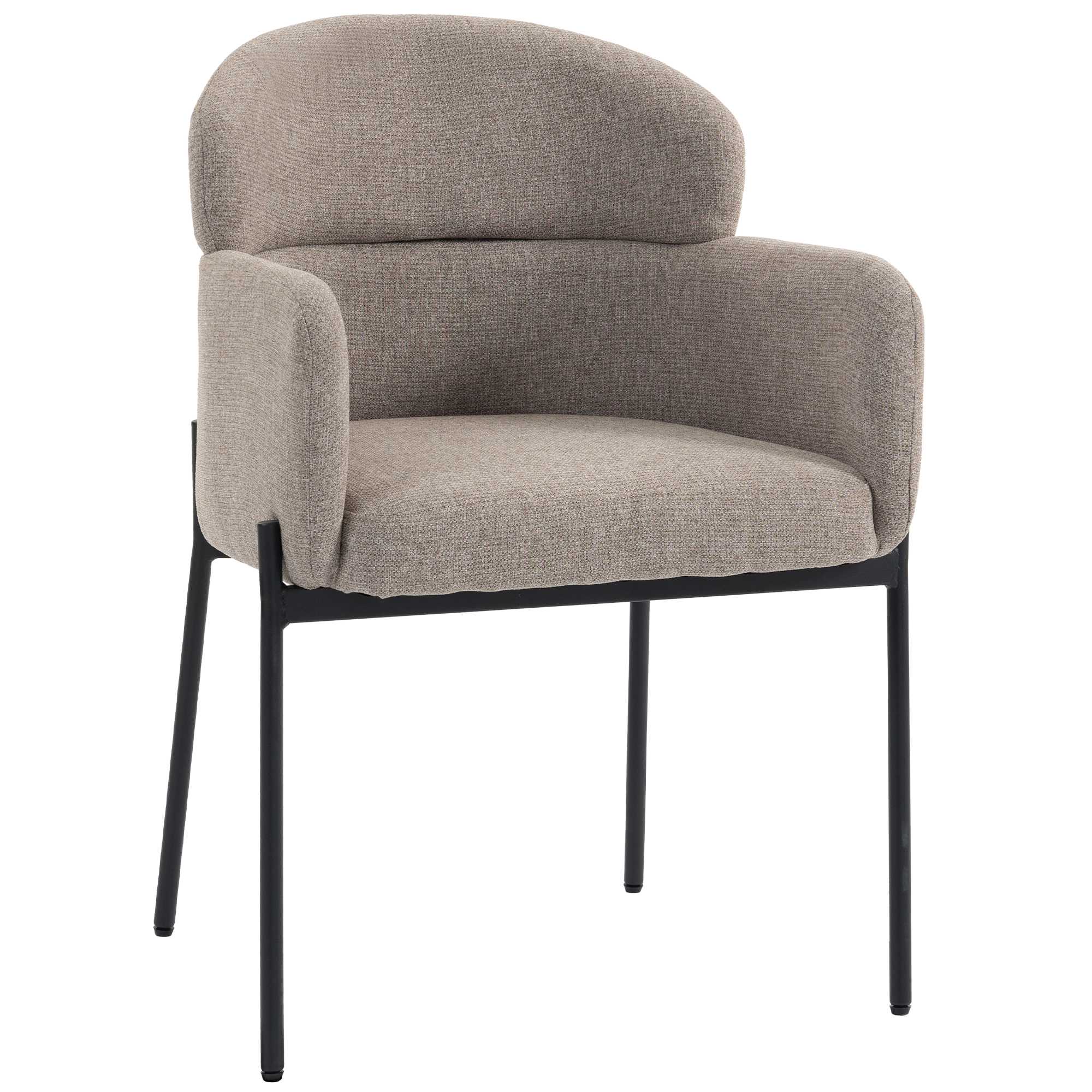 Accentloungefåtölj, armstöd, chenilleklädsel, metallben, brun