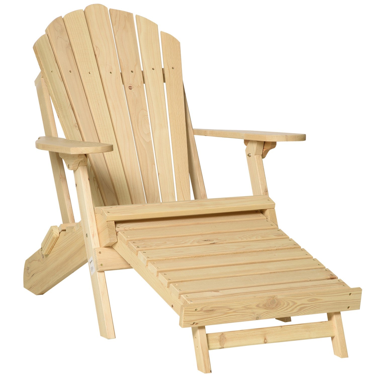 Adirondack trädgårdsstol, hopfällbar furu, med fotstöd