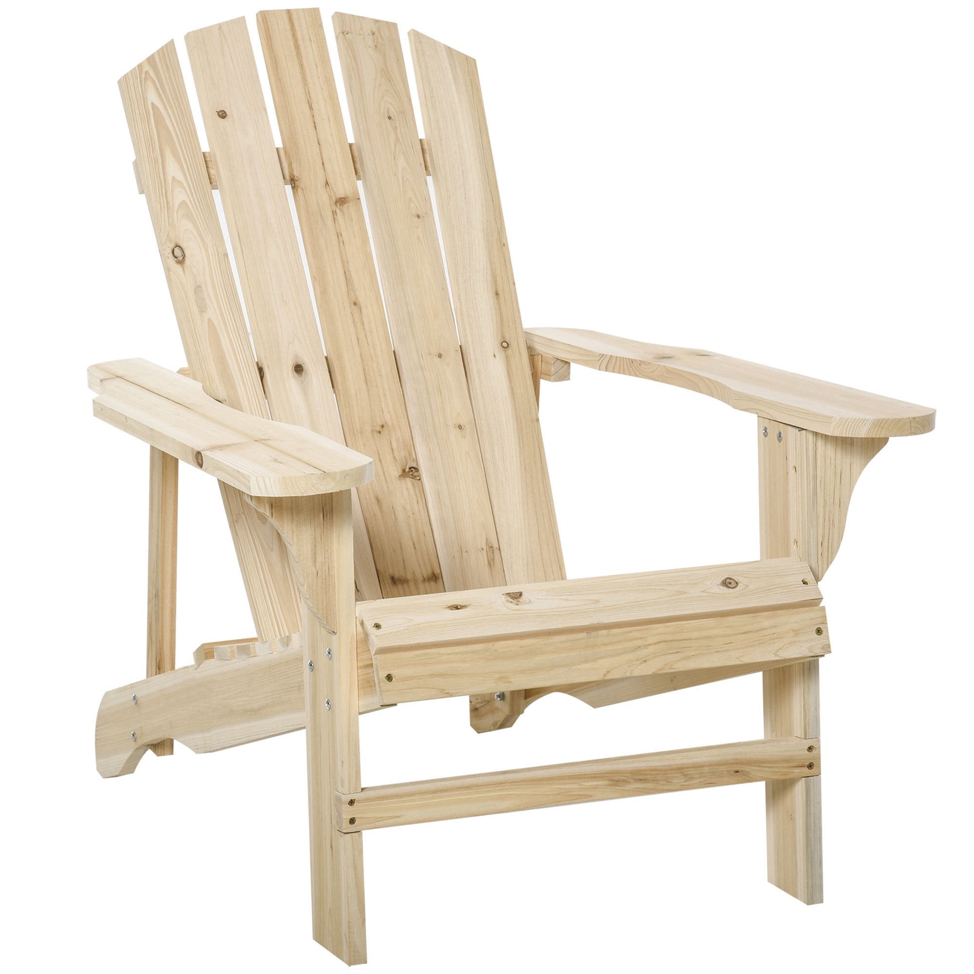 Adirondack trästol, utomhus, hög rygg, armstöd