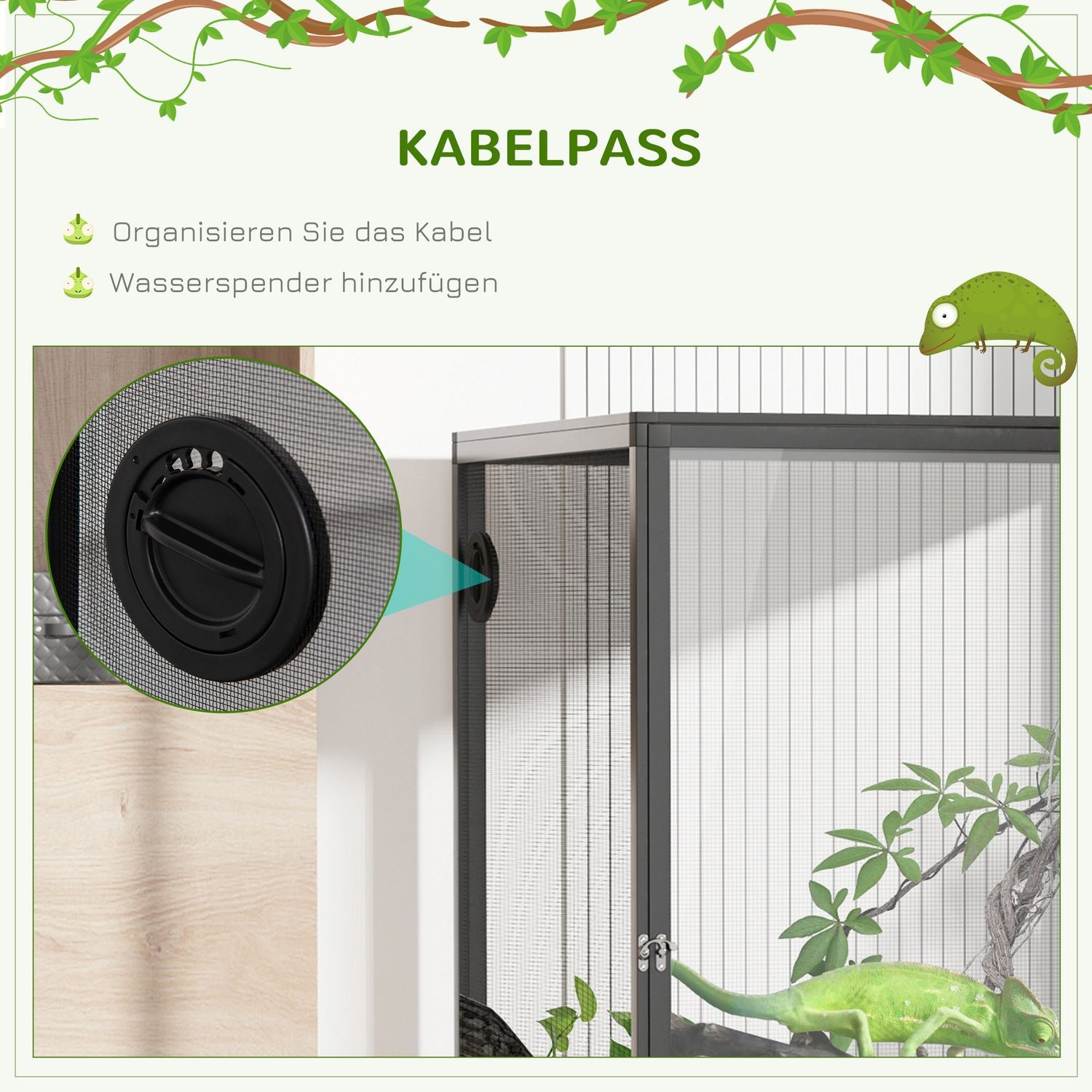Aluminium Mesh Terrarium, Svart, 60x60x120 cm för reptiler