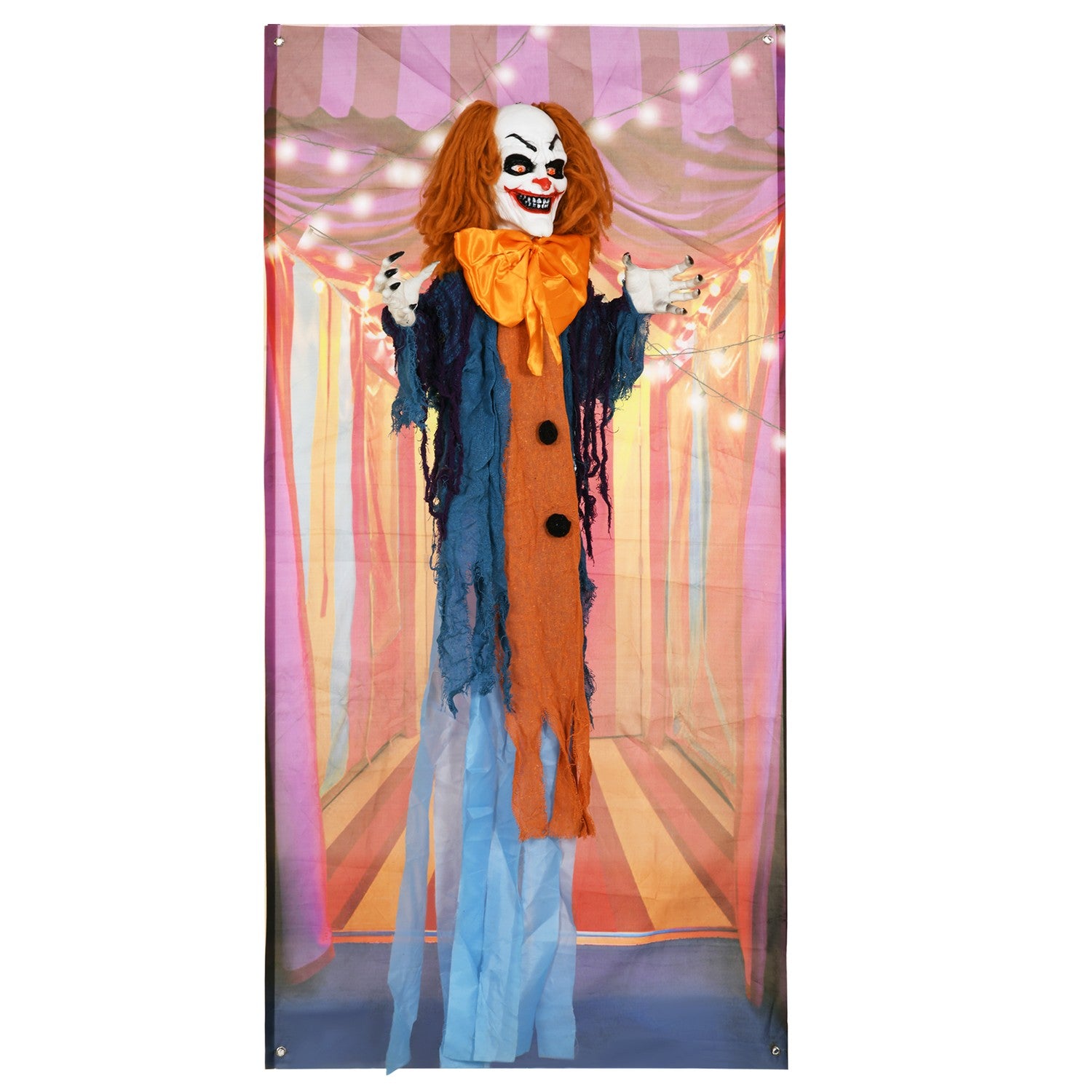 Animerad Halloween clown dekoration med röda ögon, ljud