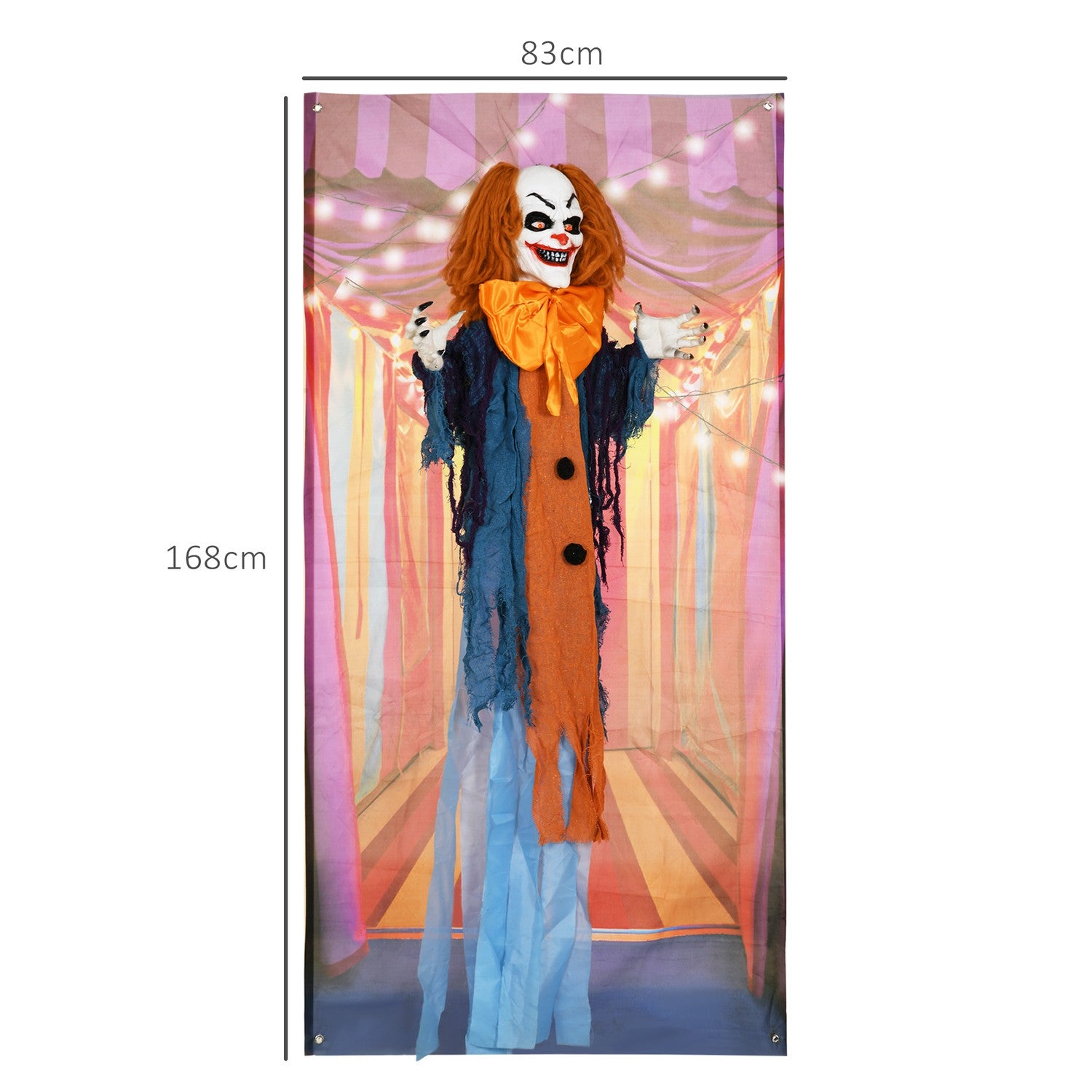 Animerad Halloween clown dekoration med röda ögon, ljud