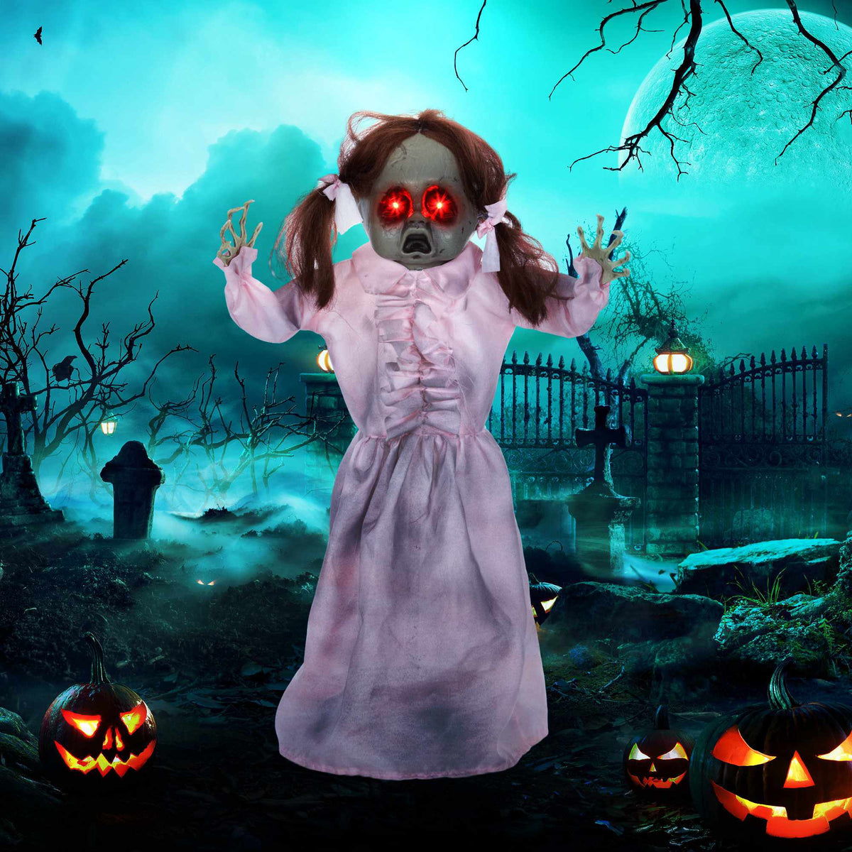 Animerad Halloweendocka, Ljud- och beröringsaktiverad, 76 cm
