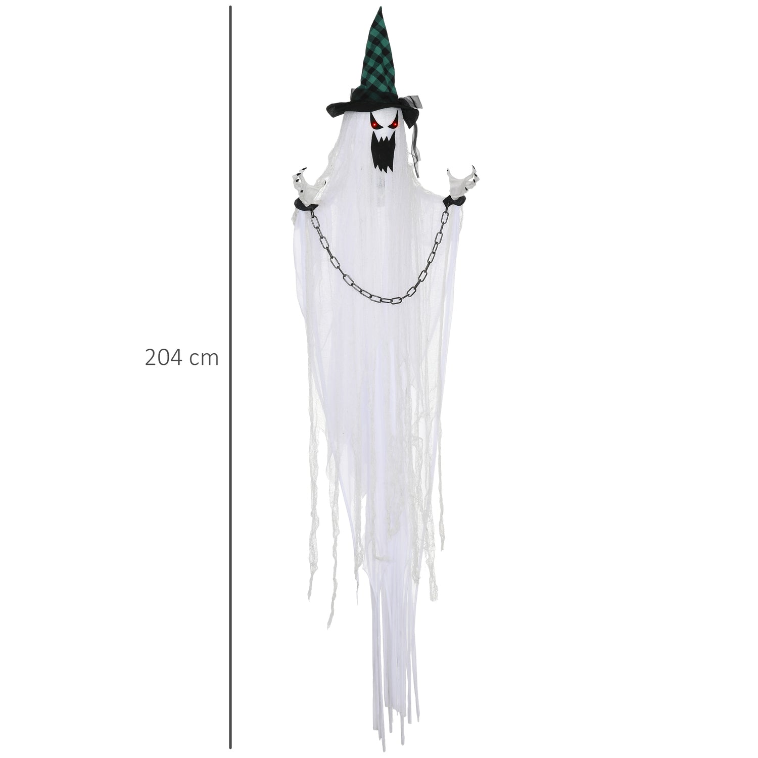 Animerad Halloween-rekvisita – Skakande spöke med röda ögon