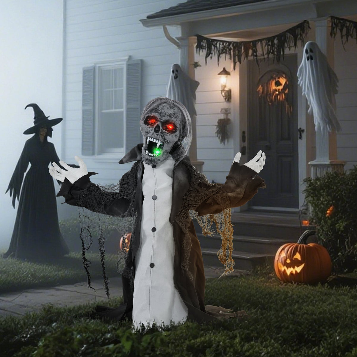 Animerat Halloween zombieskelett med rörliga armar