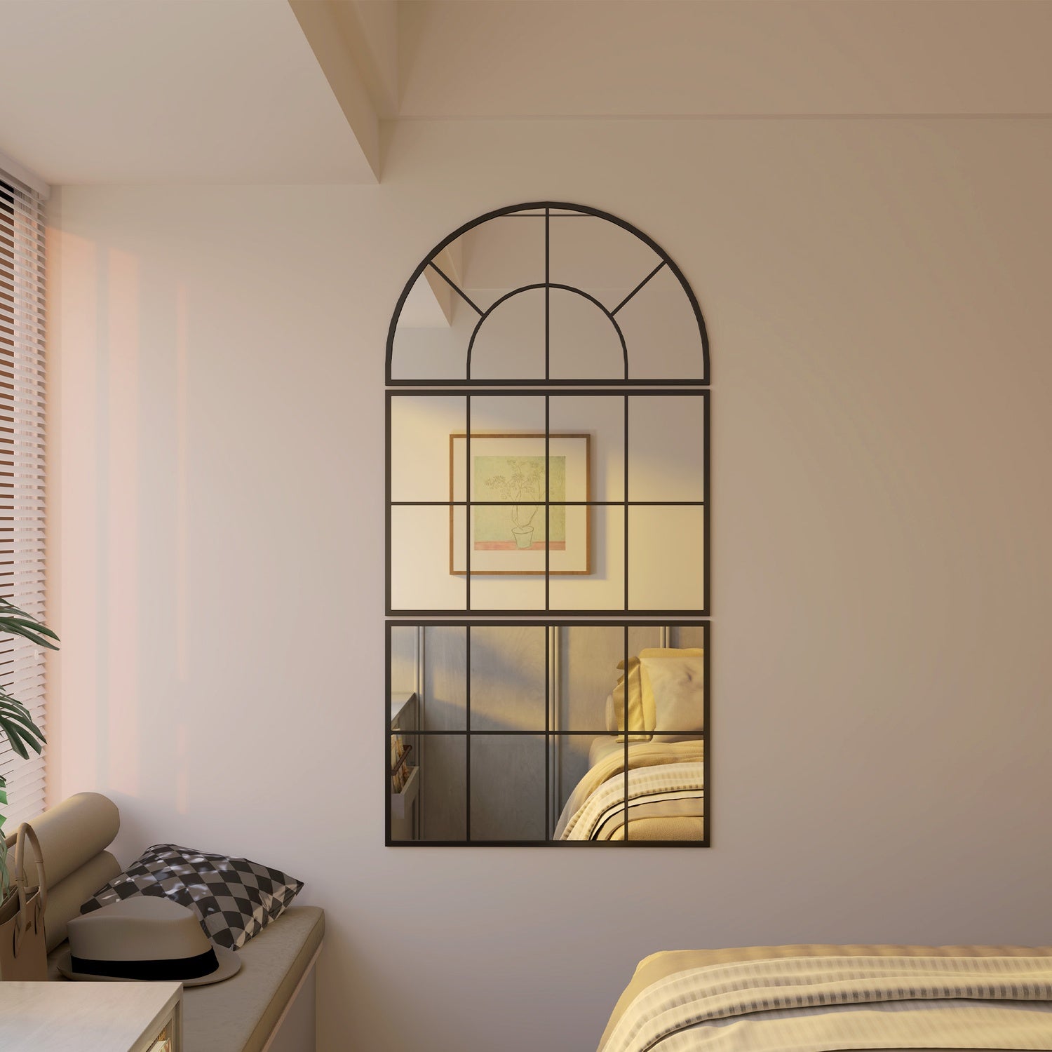 Arch Wall Mirror Set - 3 metallinramade delar för heminredning