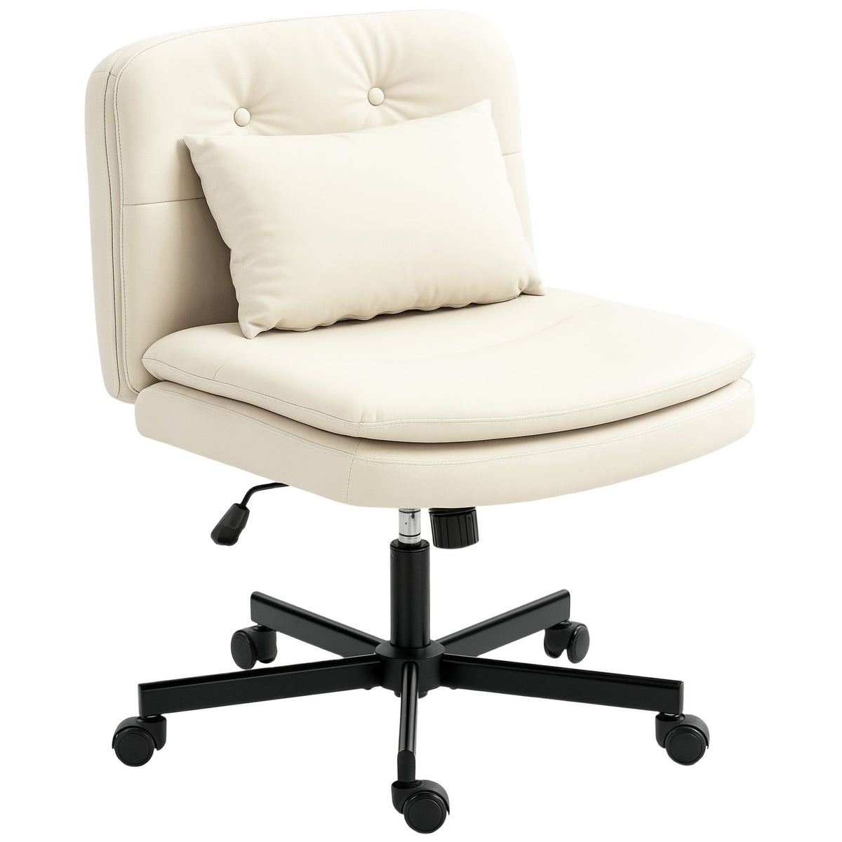 Armless kontorsstol, konstläder, justerbar höjd, beige