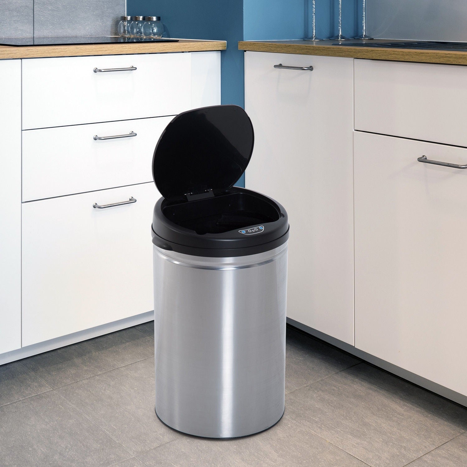 Automatisk 30L sensor soptunna – rostfritt stål, rund