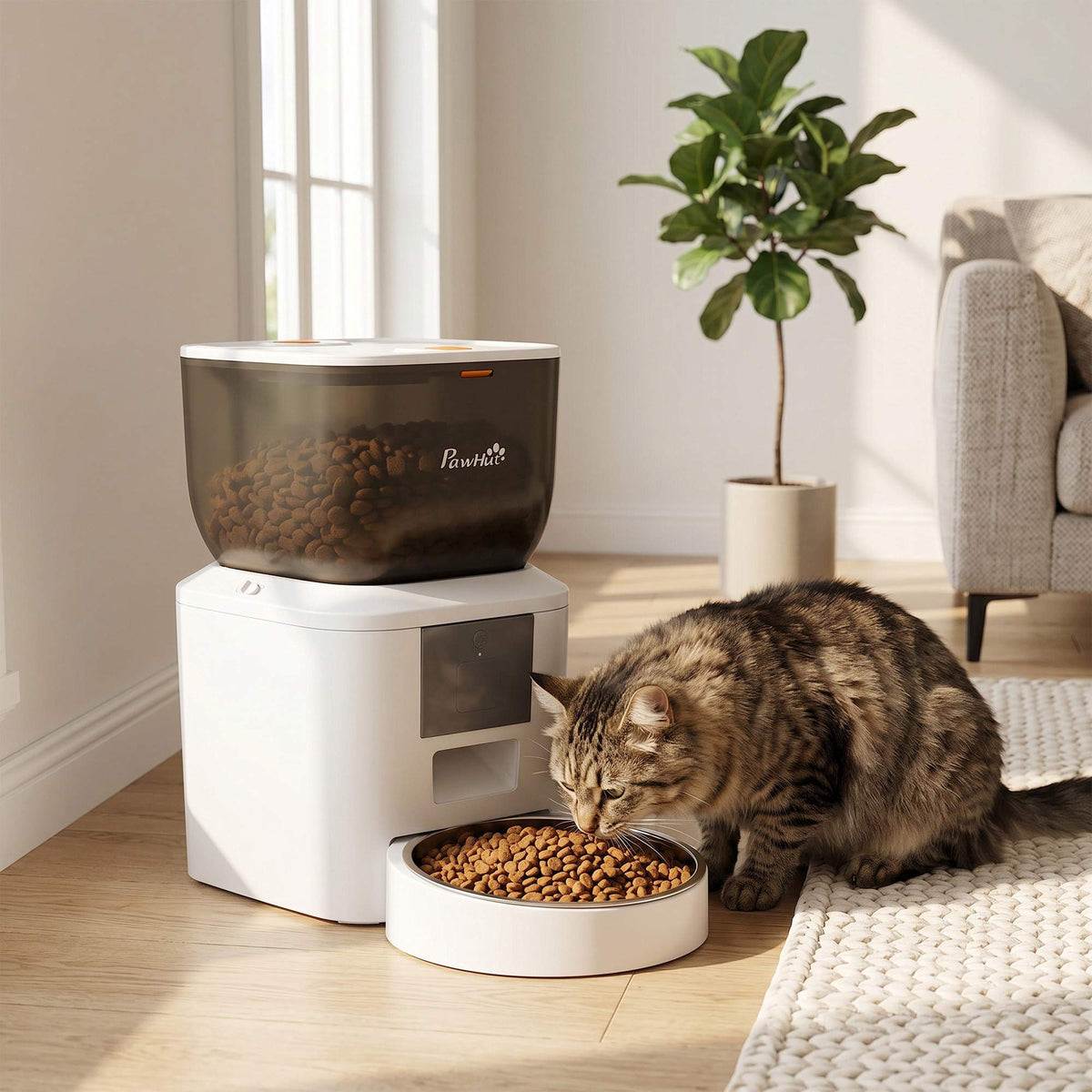 Automatisk kattmatare, 4L, WiFi-appstyrning, röststyrning